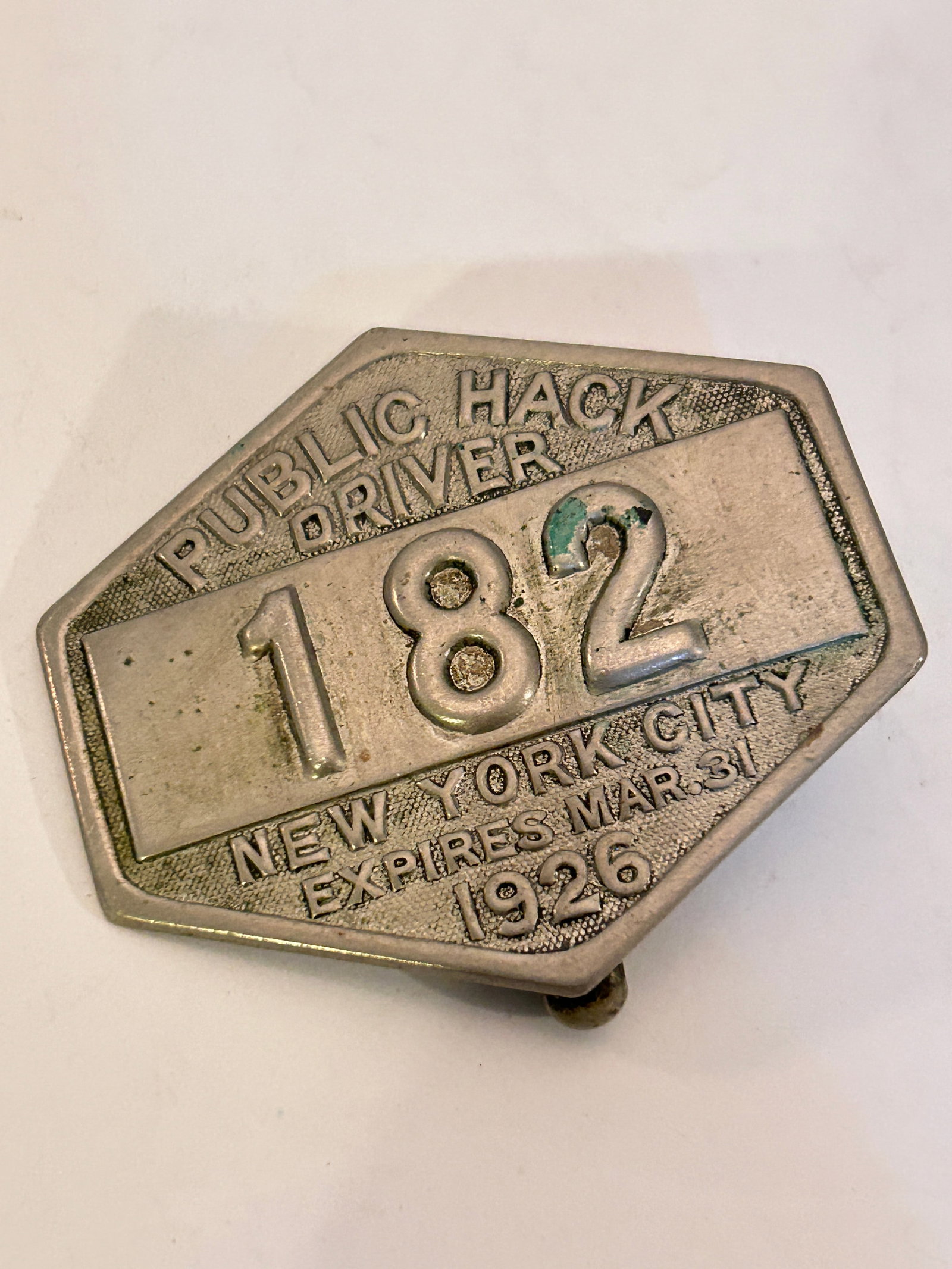 Antique Public Hack Driver Taxi City Of New York 1926 Driver Badge (1 of 4)