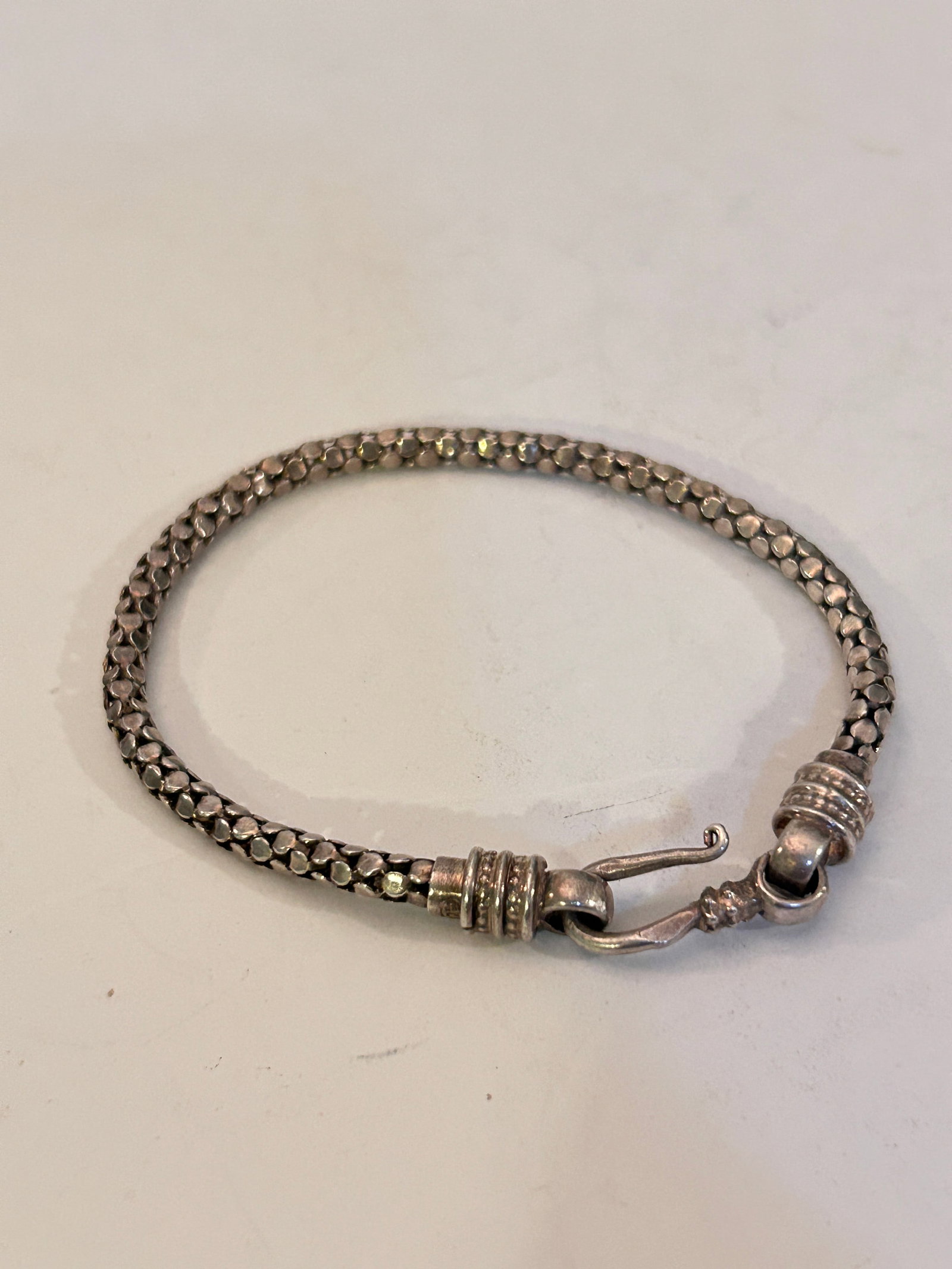 Snake Print 925 Sterling Silver Bracelet Hook Closure 8" 16 grams (1 of 5)