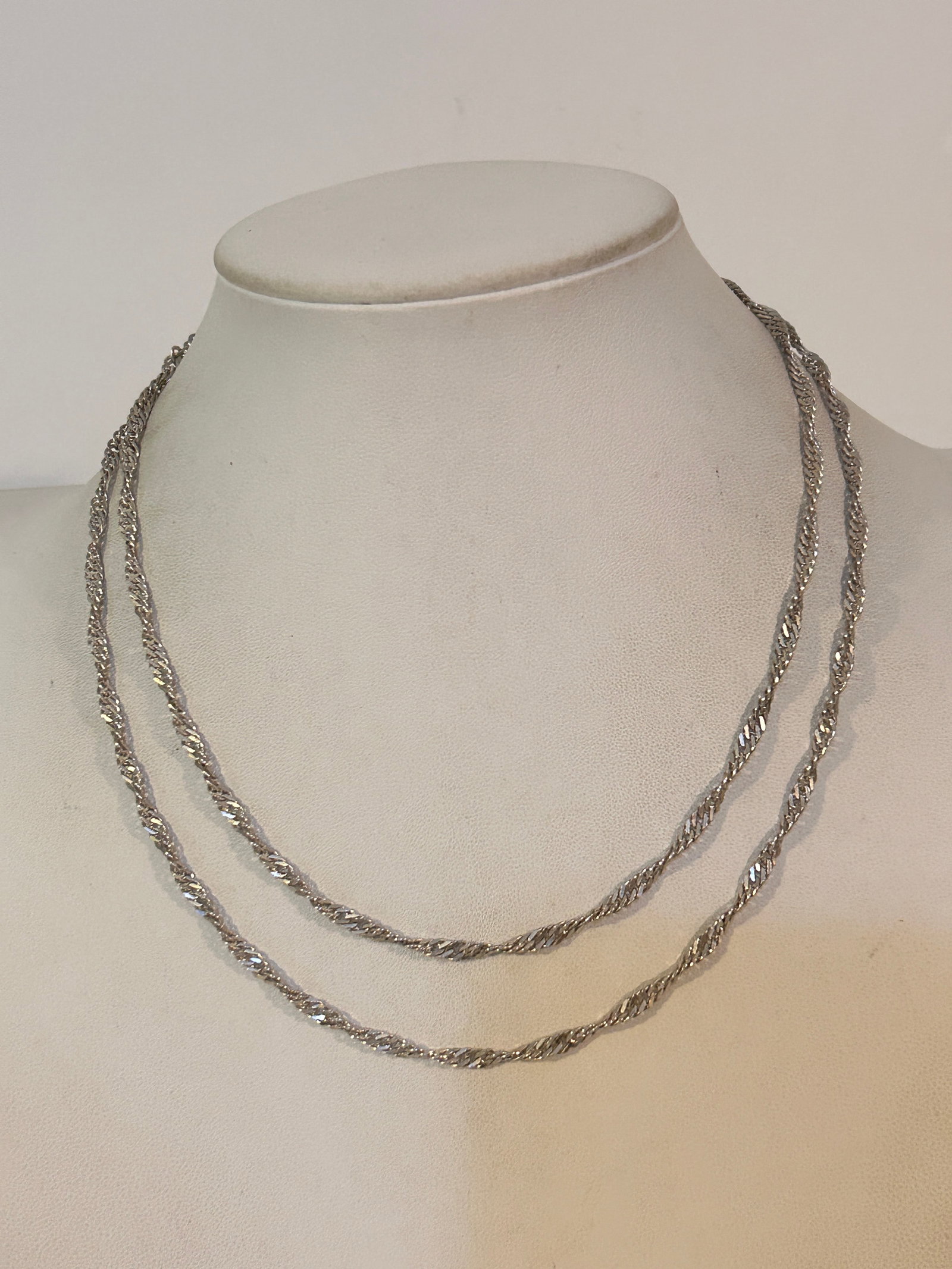 Long Vintage Sterling Silver Twist Chain Necklace 36" (1 of 5)