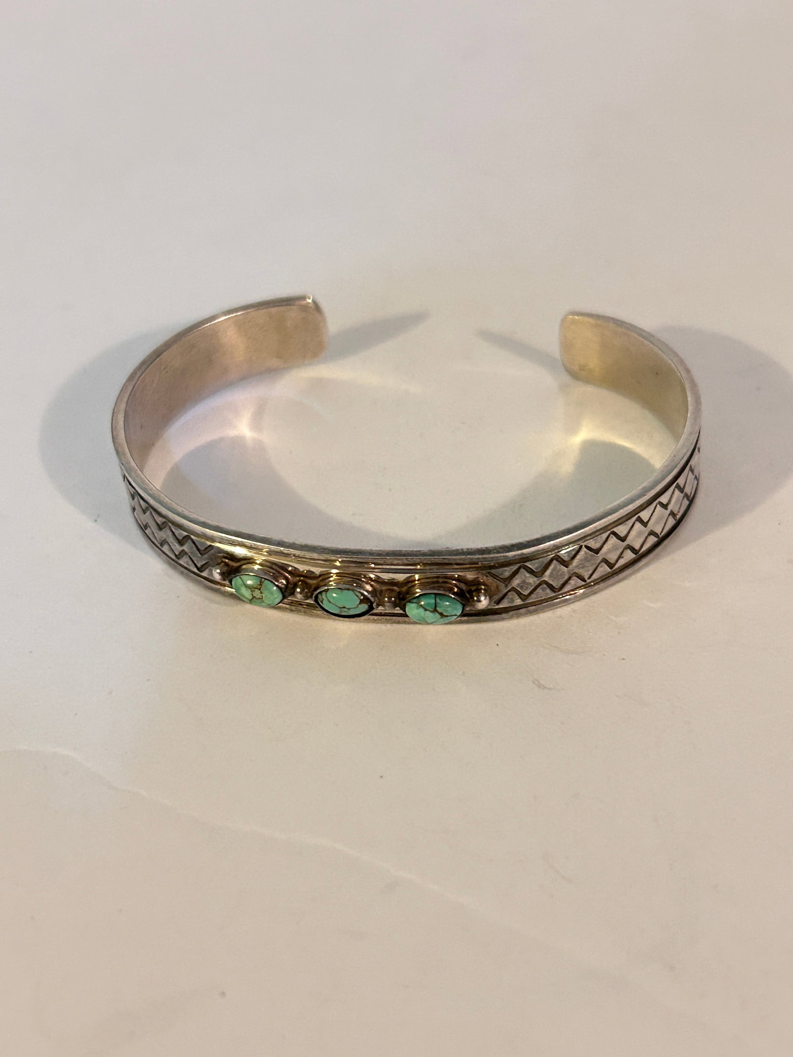 Beautiful Sterling Silver Turquoise Cuff Bracelet 22 Grams Signed D. 7": Beautiful Sterling Silver Turquoise Cuff Bracelet 22 Grams Signed D. 7" Please view all photos as they are part of the description and condition of this Item, Feel free to contact me with questions or