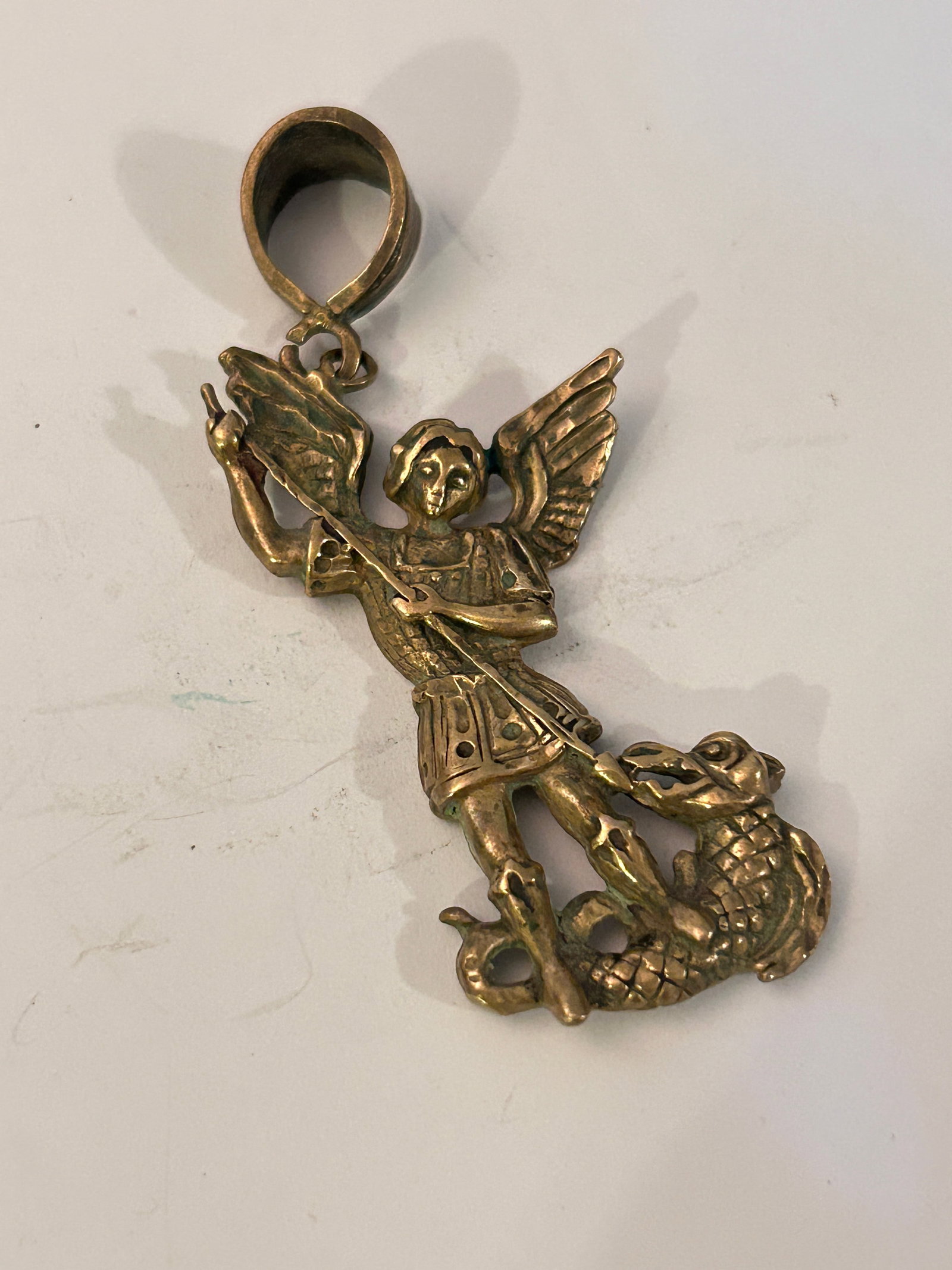 Vintage Archangel Michael Brass Pendant (1 of 4)