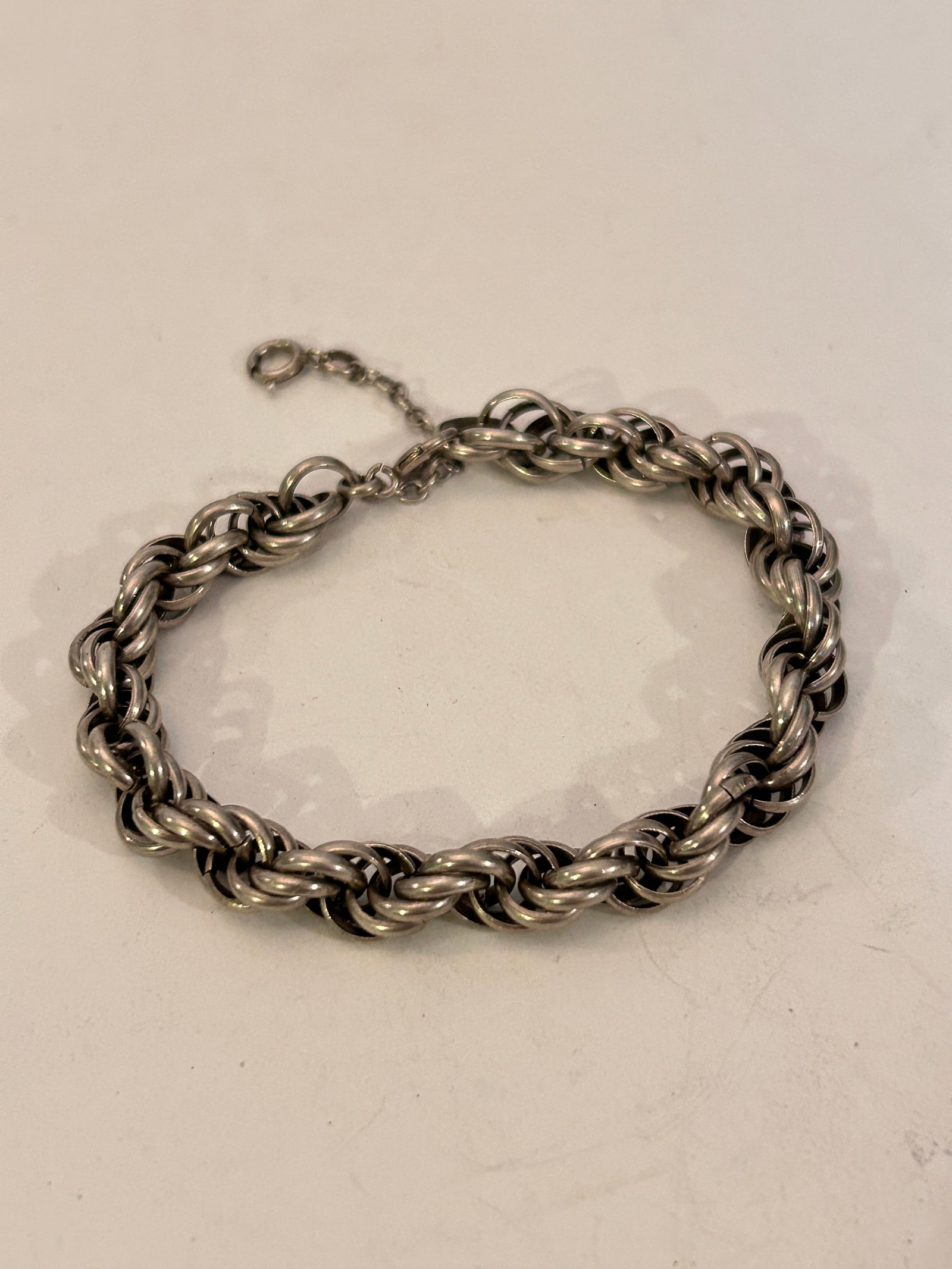 Vintage Sterling Silver Thk Rope Bracelet Sz 7" 27 grams (1 of 4)