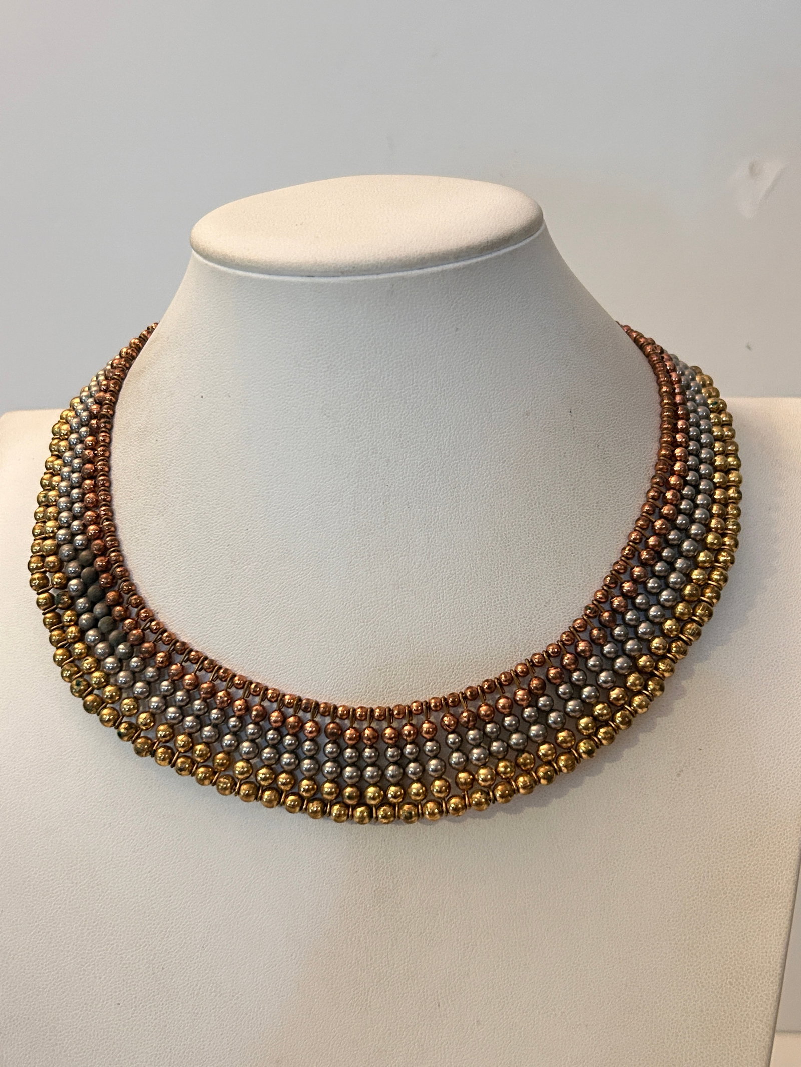 Vintage Mixed Meatal Choker Necklace Sz 14" (1 of 5)