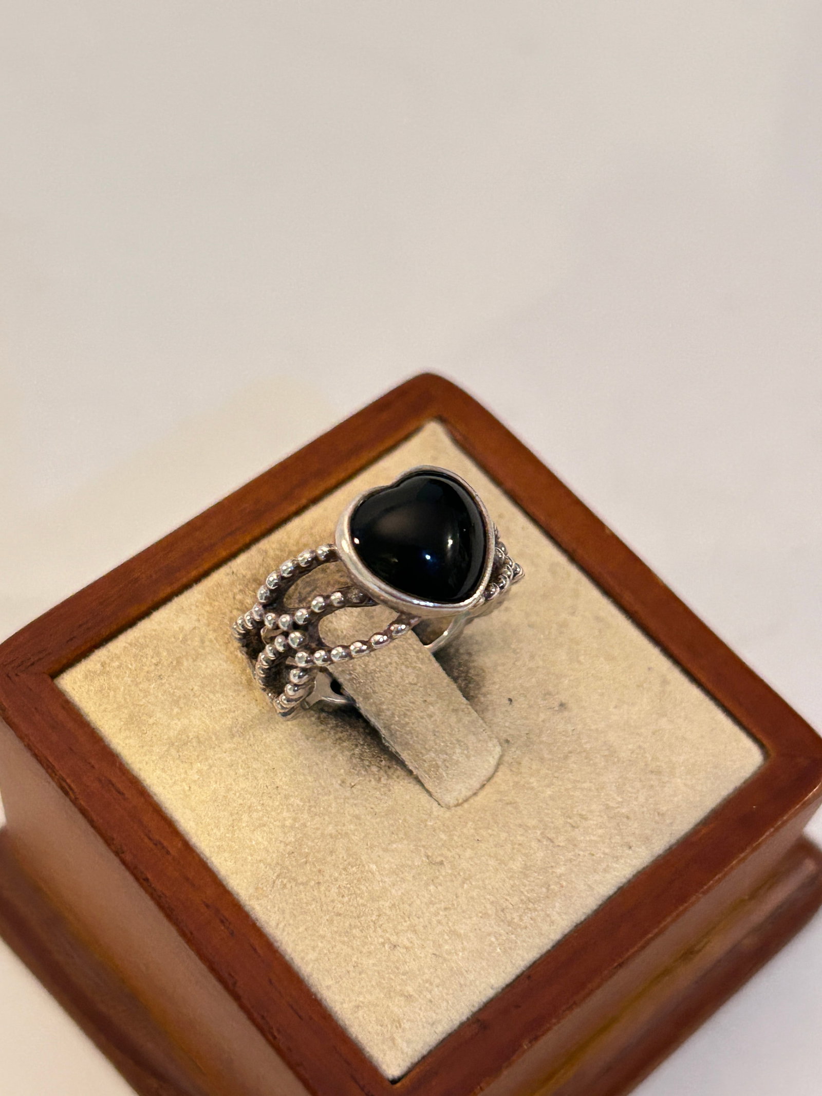 Vintage Pandora Ring my love onyx heart Ring Sz 7 (1 of 5)