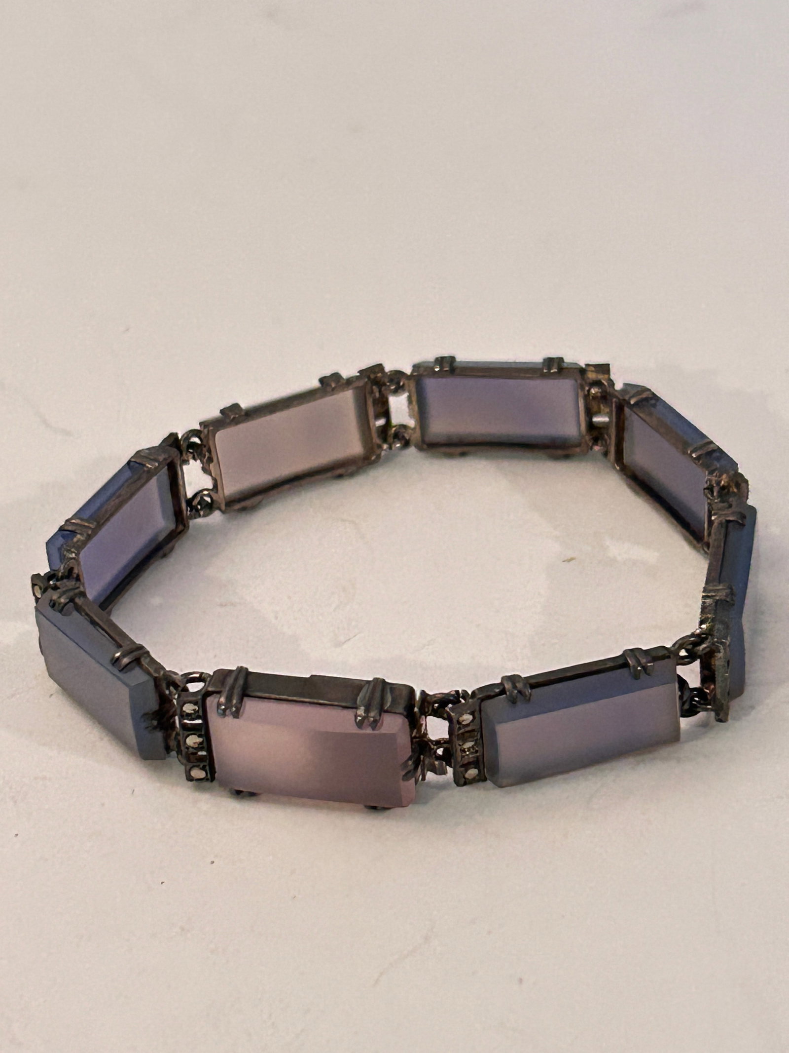 Vintage Sterling Silver Germany purple glass bracelet 7": Vintage Sterling Silver Germany purple glass bracelet 7" Please view all photos as they are part of the description and condition of this Item, Feel free to contact me with questions or picture reques