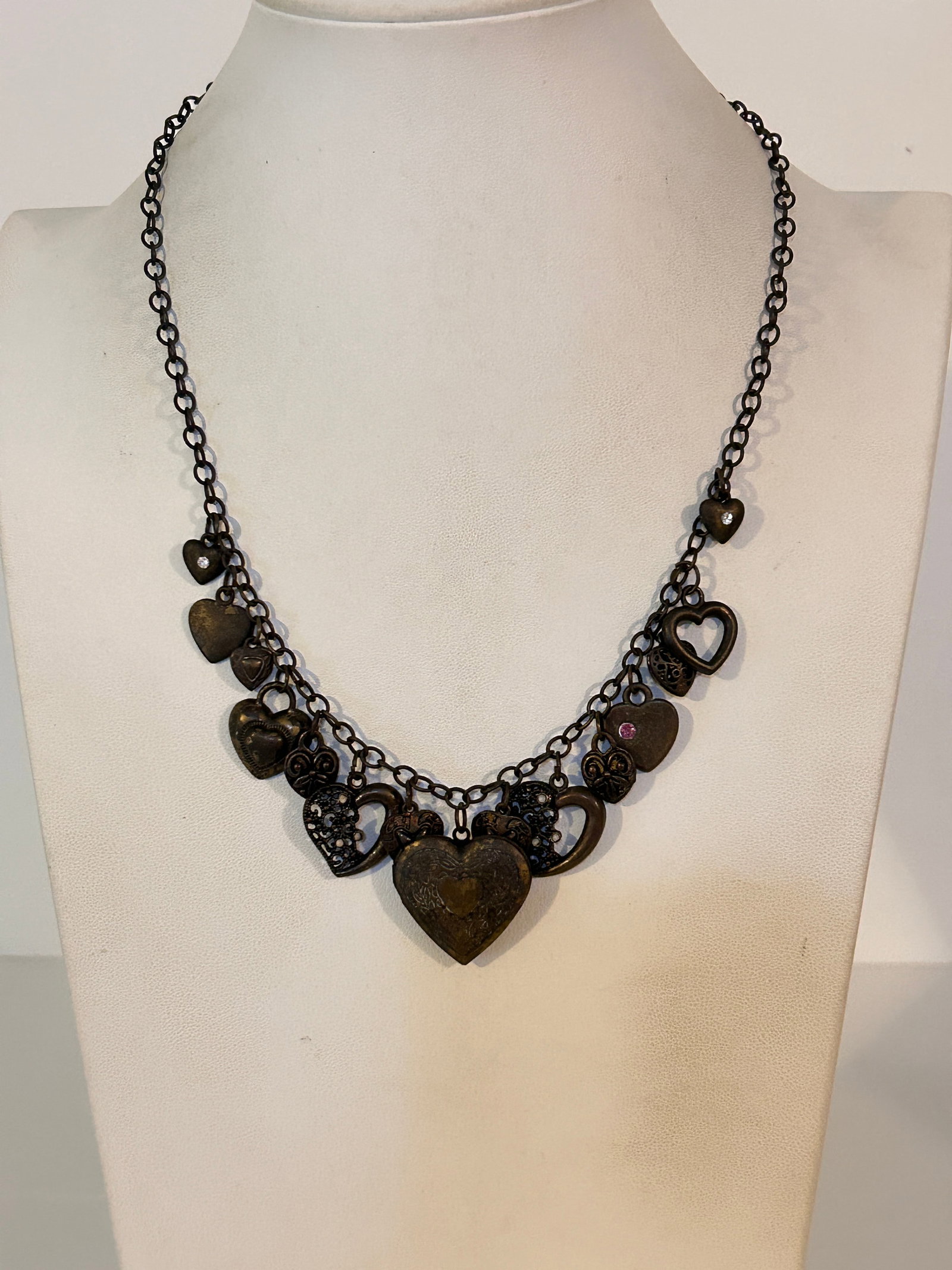Vintage Heart Pendant Necklace Sz 19" (1 of 4)