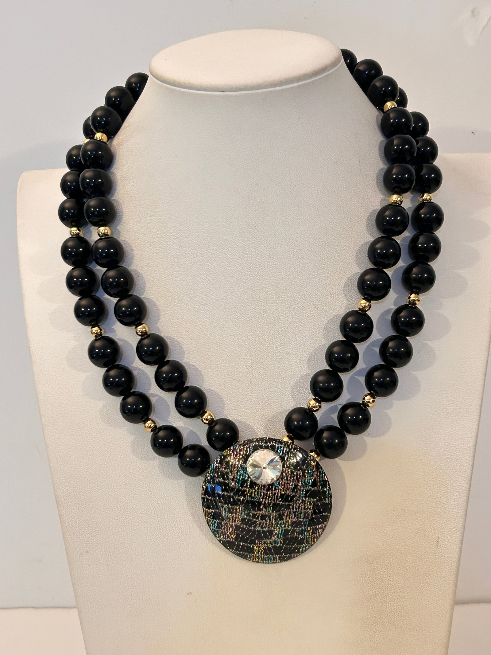 Vintage Black double strand Necklace 18" (1 of 4)