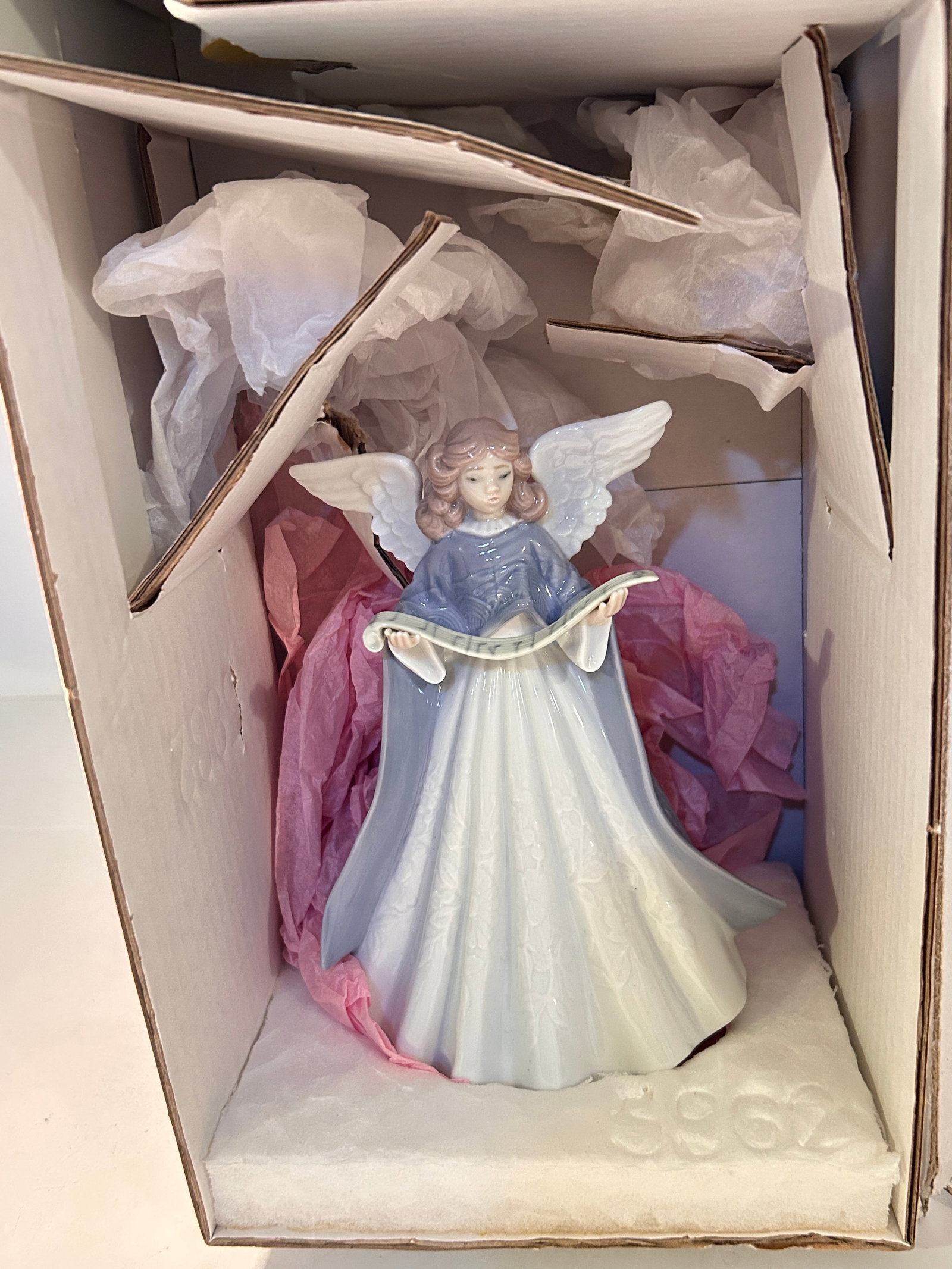 Lladro Angel Navidad Cantante Blue Christmas Tree Topper Figurine #5875 (1 of 7)