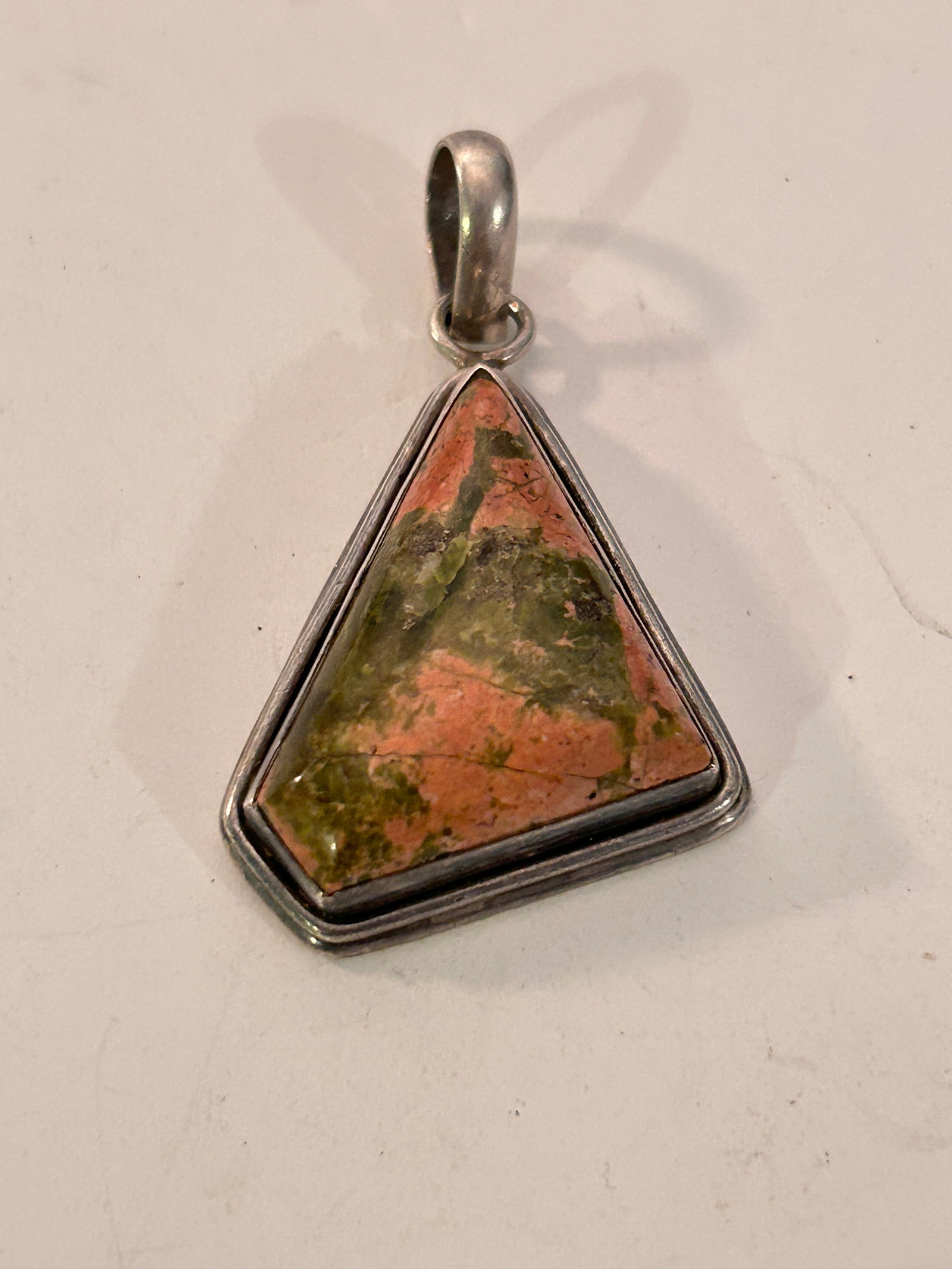 Unakite Gemstone 925 Sterling Silver Handmade Jewelry Pendant 17 grams: Unakite Gemstone 925 Sterling Silver Handmade Jewelry Pendant 17 grams Please view all photos as they are part of the description and condition of this Item, Feel free to contact me with questions or 