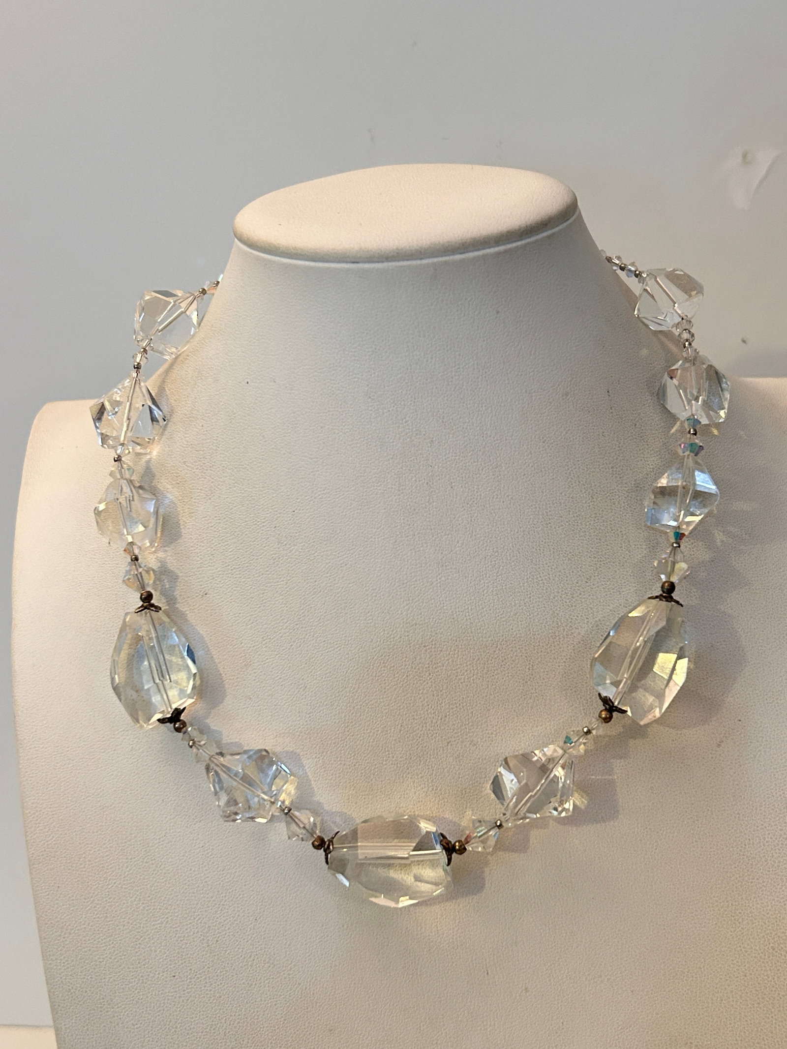 Vintage Glass Crystal Bead Necklace Sz 17" (1 of 5)