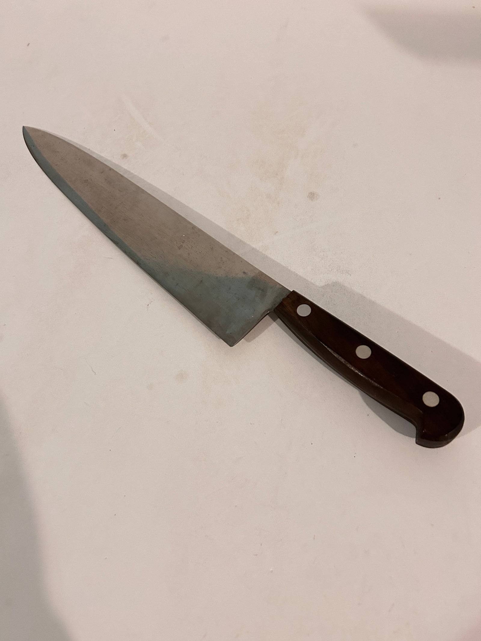 Vintage Stainless Chefs knife 11 1/2" Blade: Vintage Stainless Chefs knife 11 1/2" Blade Please view all photos as they are part of the description and condition of this Item, Feel free to contact me with questions or picture requests! Used Item