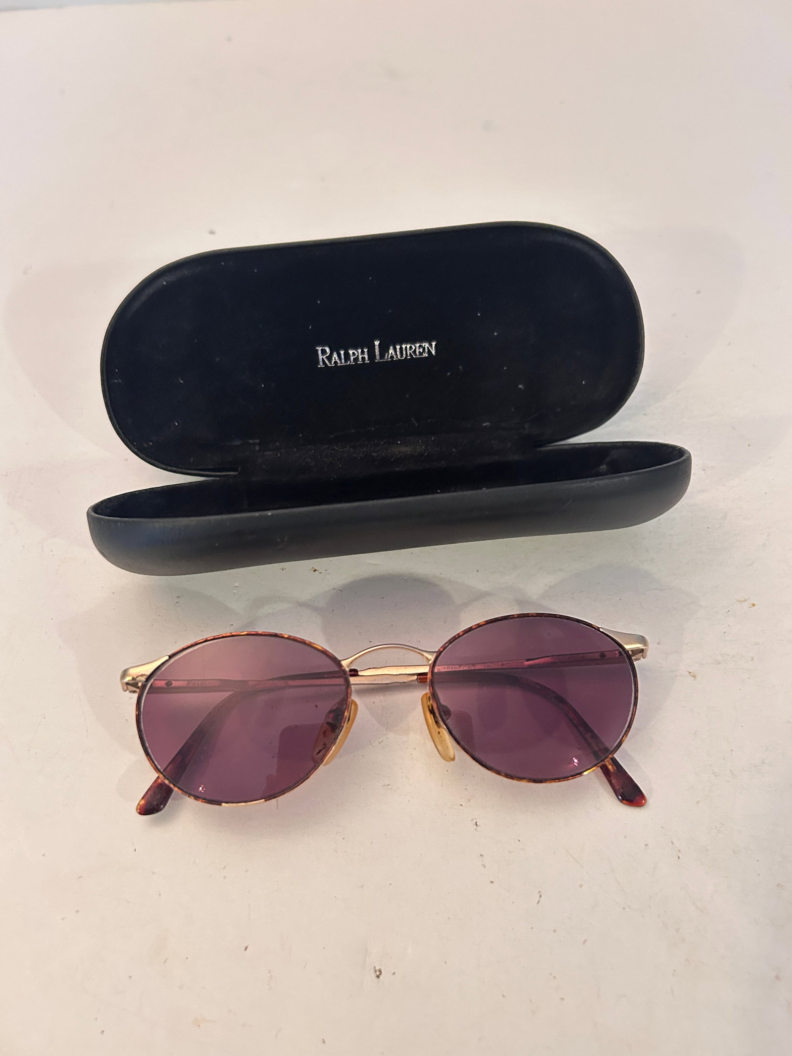 Ralph Lauren sunglasses feature gold metal frames and case (1 of 4)
