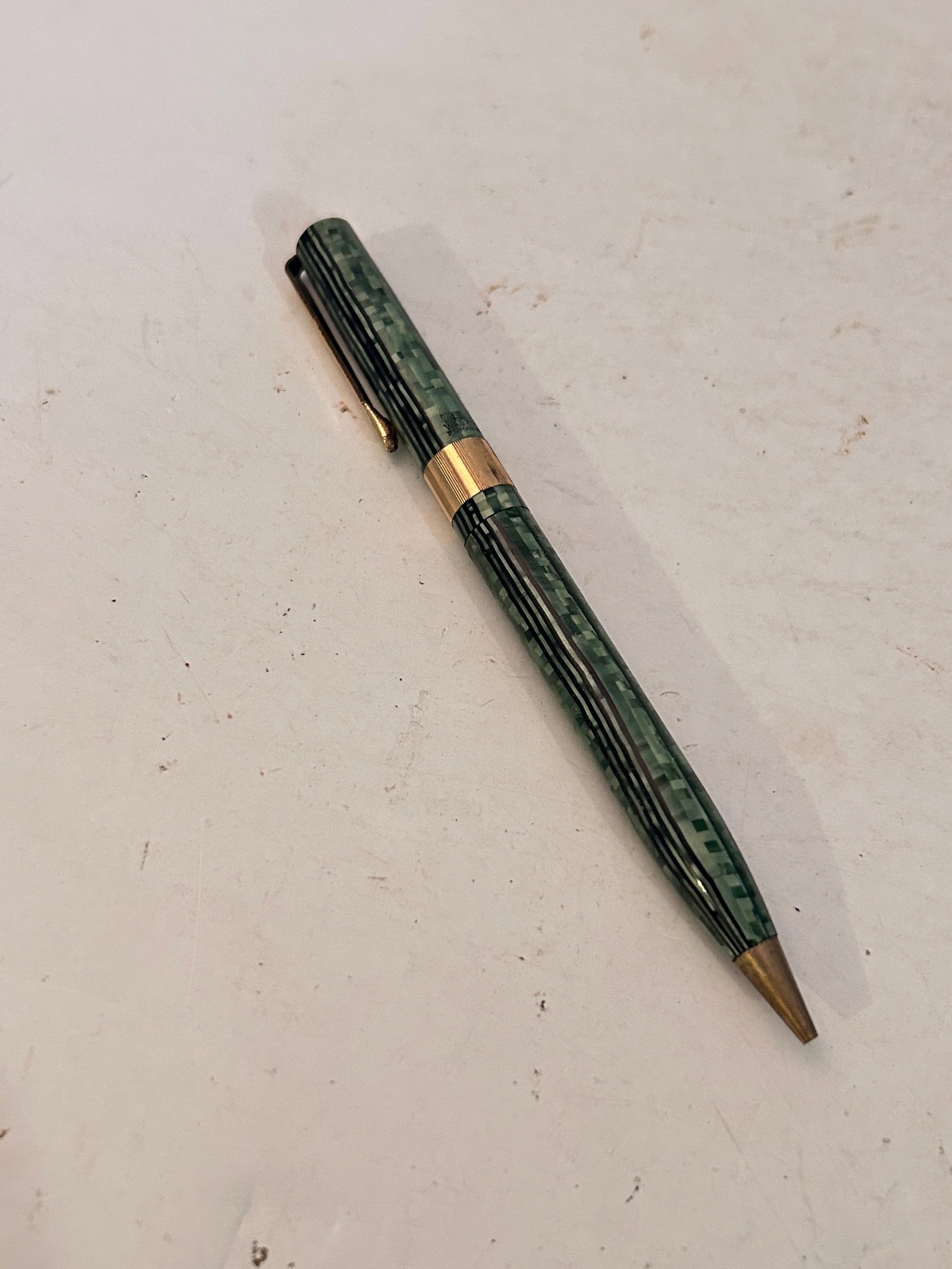 Wasp The Clipper Green Marble Mechanical Pencil 1930's (1 of 5)