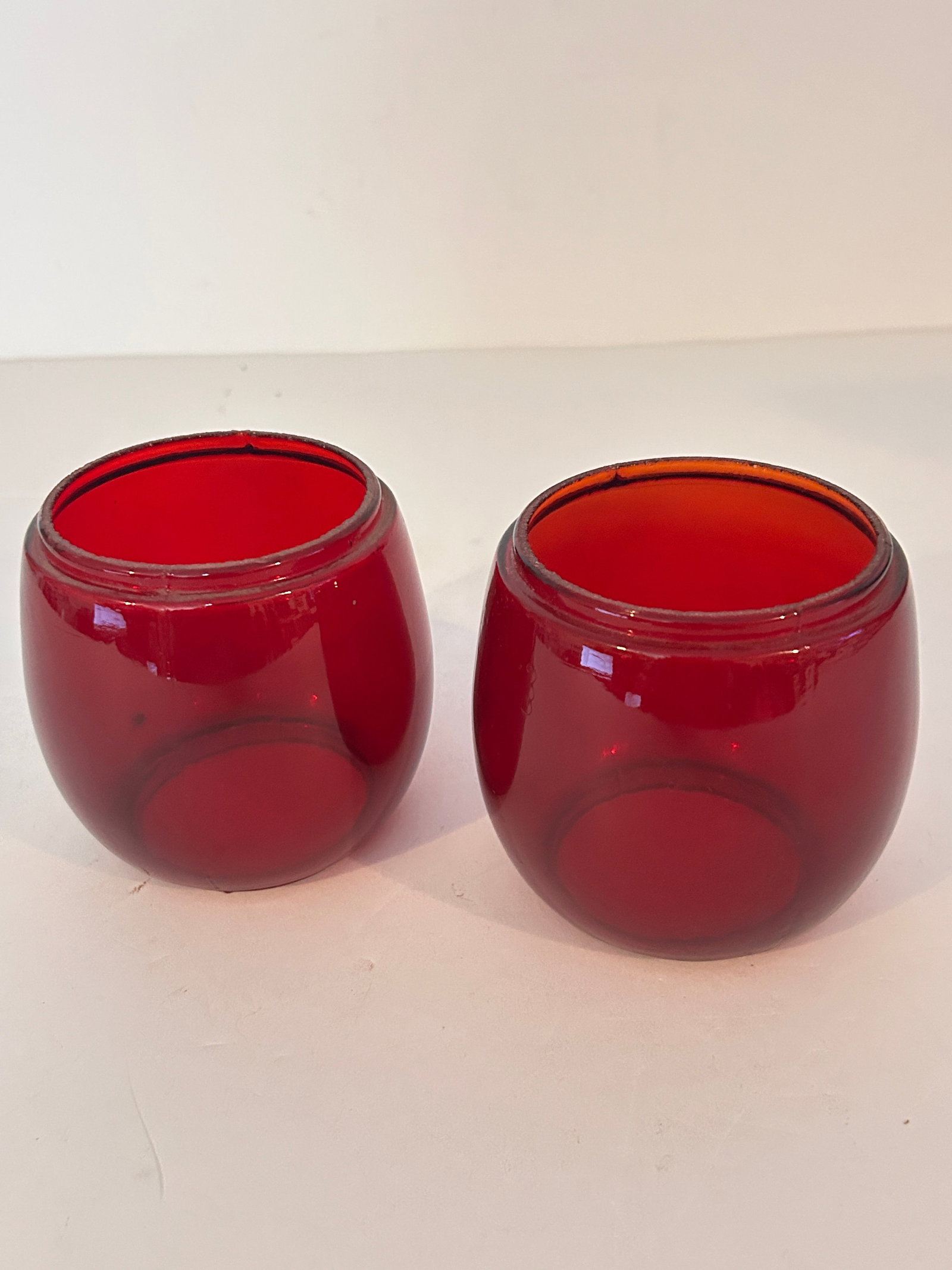 Vintage pair of red lantern globes (1 of 4)