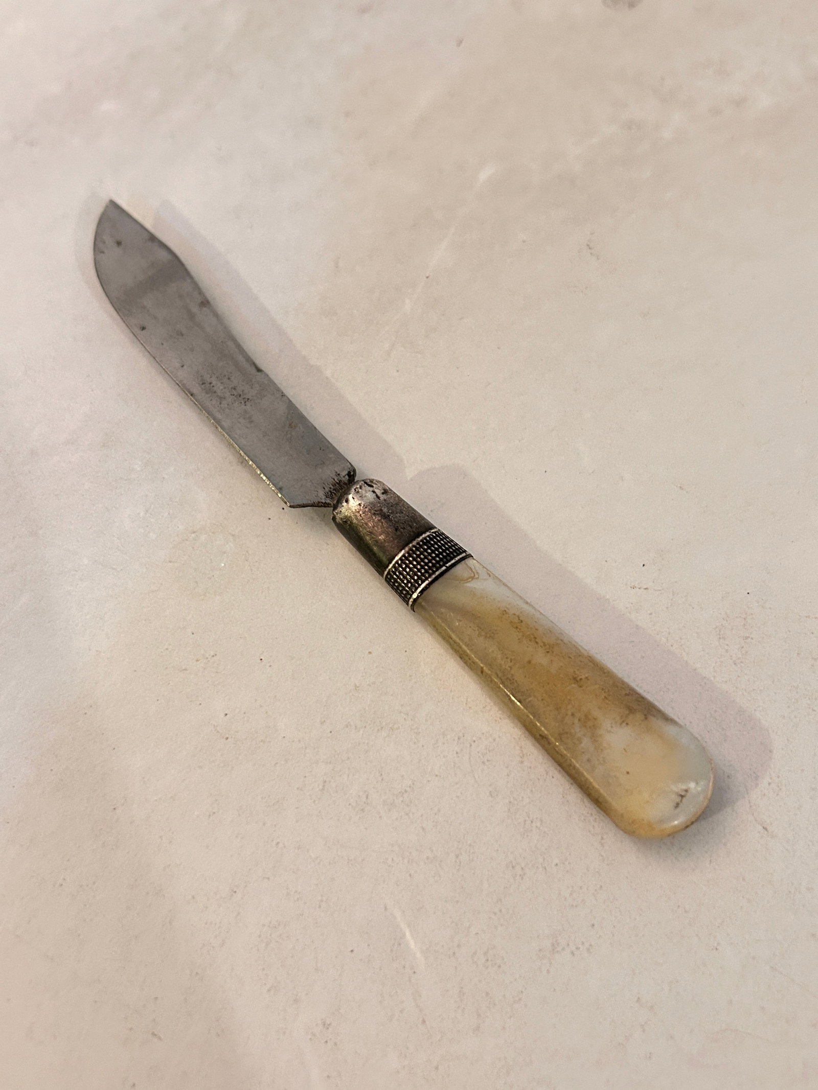 Vintage Mother of Pearl Sterling fruit Knife 5 1/2" (1 of 4)