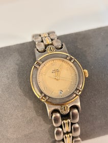 Vintage Anne Klein II Quartz Ladies Date Watch Gold-Tone Linked Band needs bat