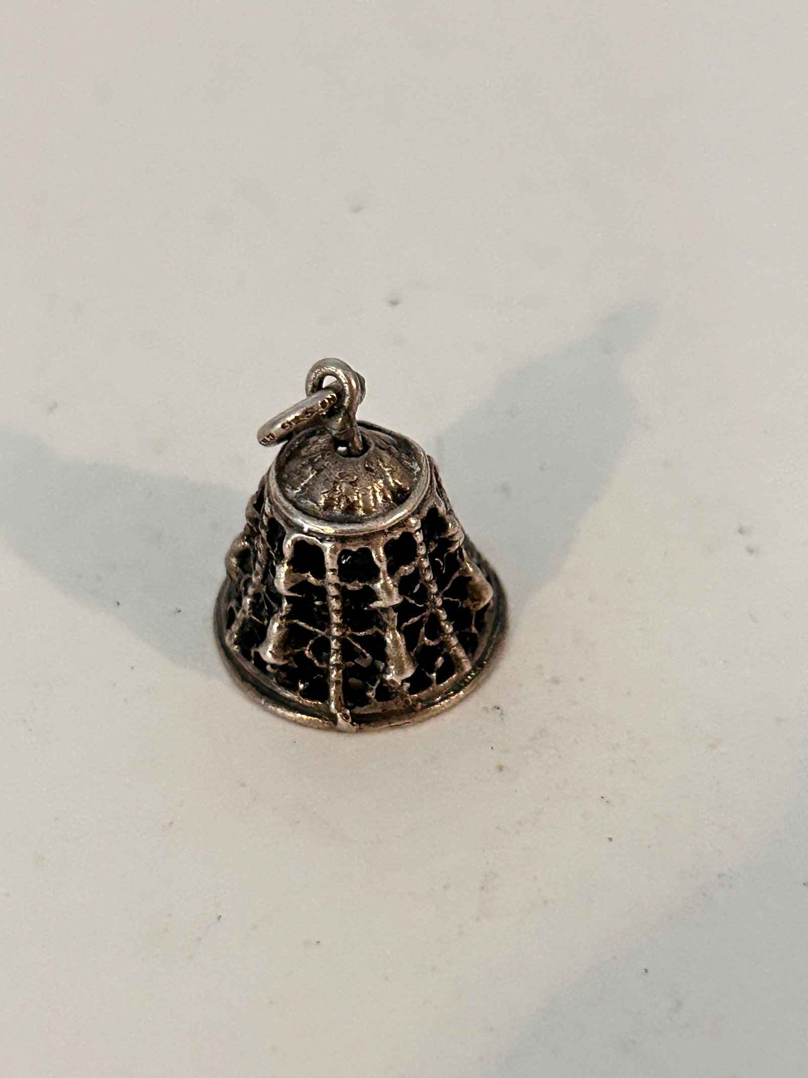 Vintage Sterling Signed Jewelart Detailed Wedding Bell Designer Charm Pendant: Vintage Sterling Signed Jewelart Detailed Wedding Bell Designer Charm Pendant Please view all photos as they are part of the description and condition of this Item, Feel free to contact me with questi