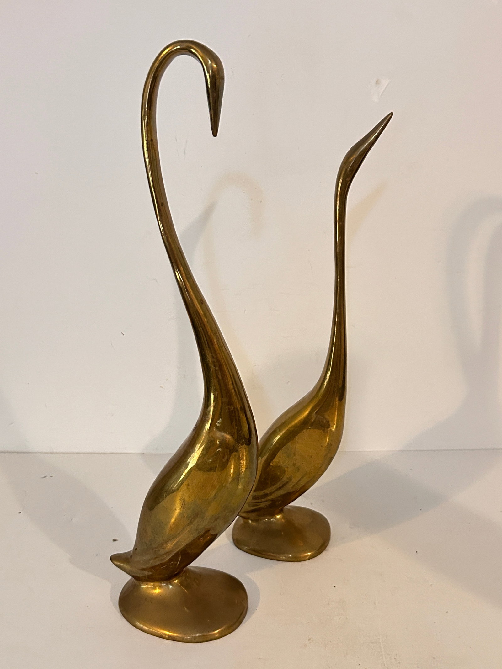 Vintage Pair of 2 Brass Swan Goose Egret Heron Bird 17": Vintage Pair of 2 Brass Swan Goose Egret Heron Bird 17" Please view all photos as they are part of the description and condition of this Item, Feel free to contact me with questions or picture request