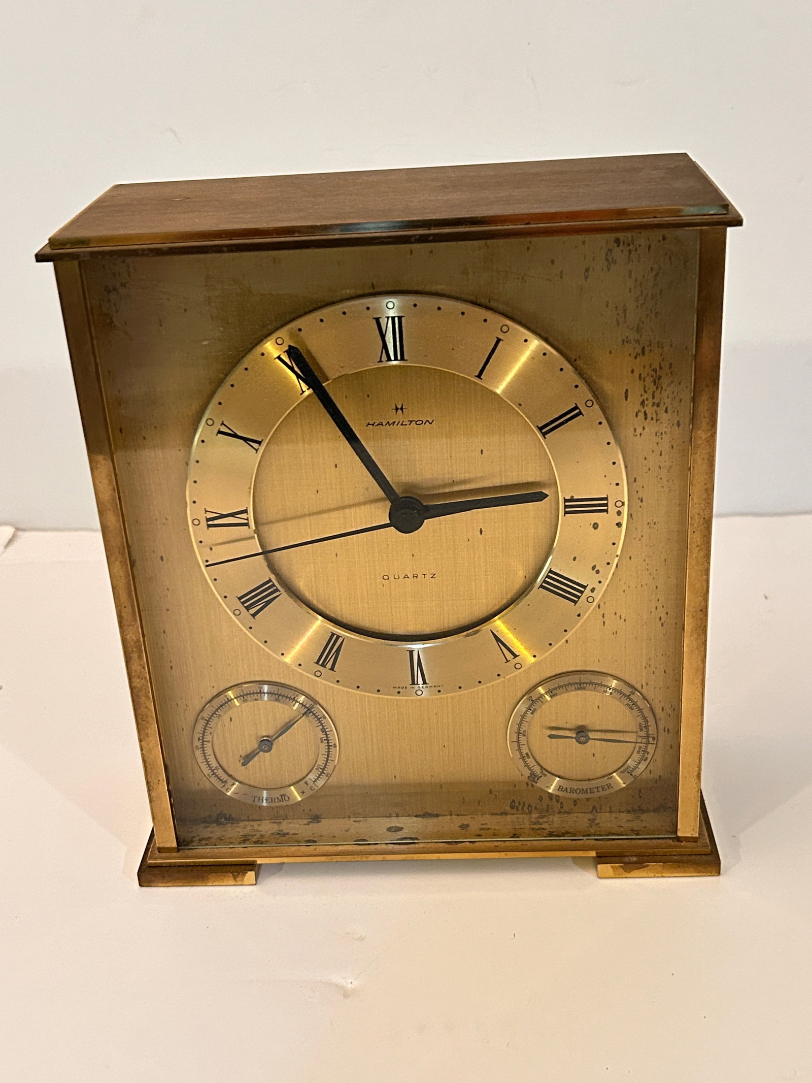 Vintage Hamilton Centurian Barometer & Thermometer Brass Clocknot working (1 of 4)
