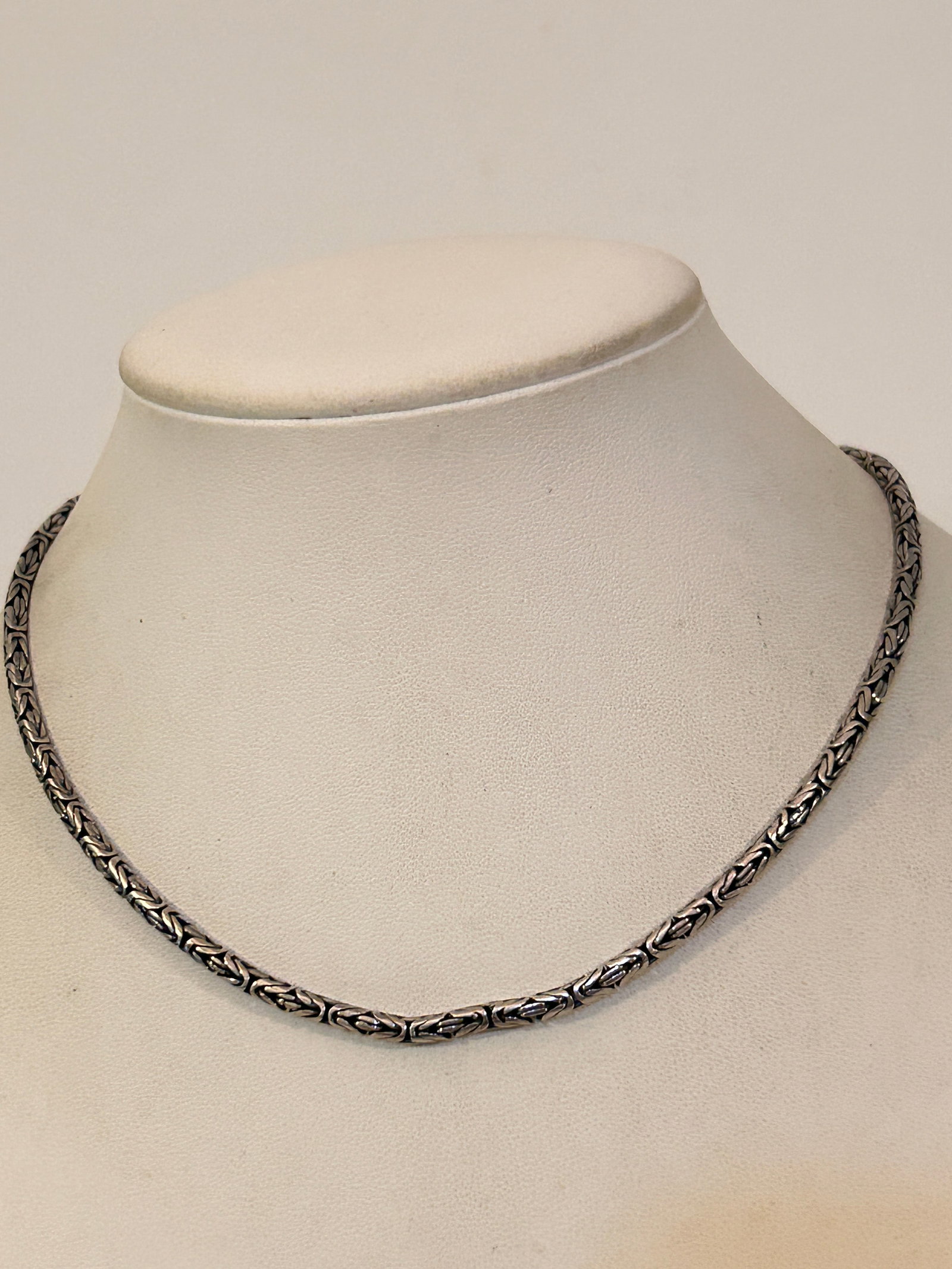 Sterling Silver Bali Byzantine Link Chain Necklace 24 grams 16.5" (1 of 5)