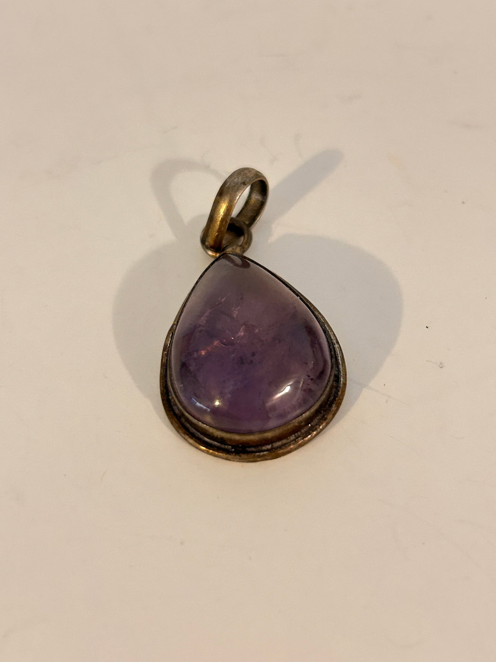 Vintage Sterling Silver Genuine Amethyst Teardrop Stone Pendent: Vintage Sterling Silver Genuine Amethyst Teardrop Stone Pendent Please view all photos as they are part of the description and condition of this Item, Feel free to contact me with questions or picture