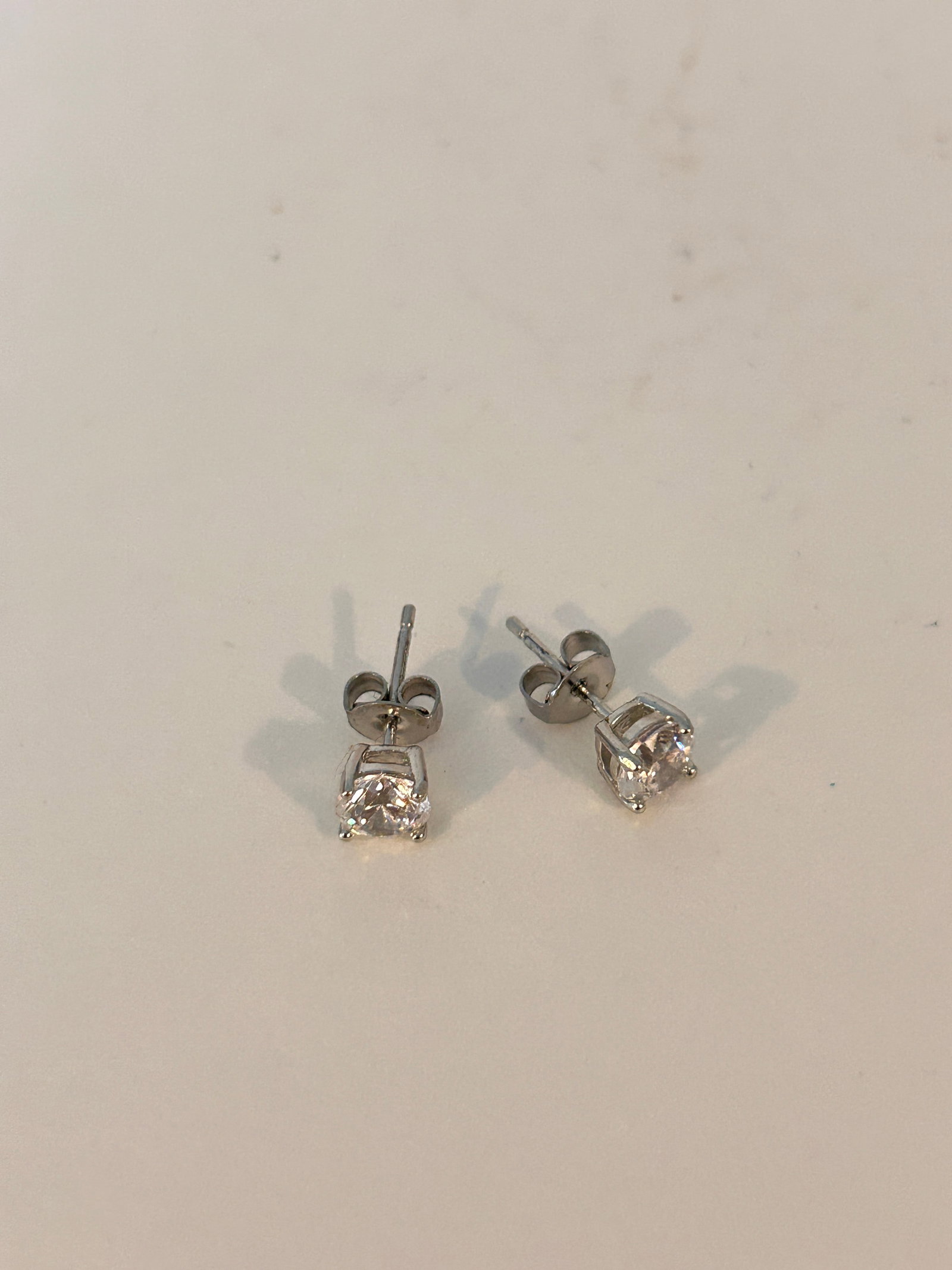 Round CZ Stud Earrings Sterling Silver (1 of 4)