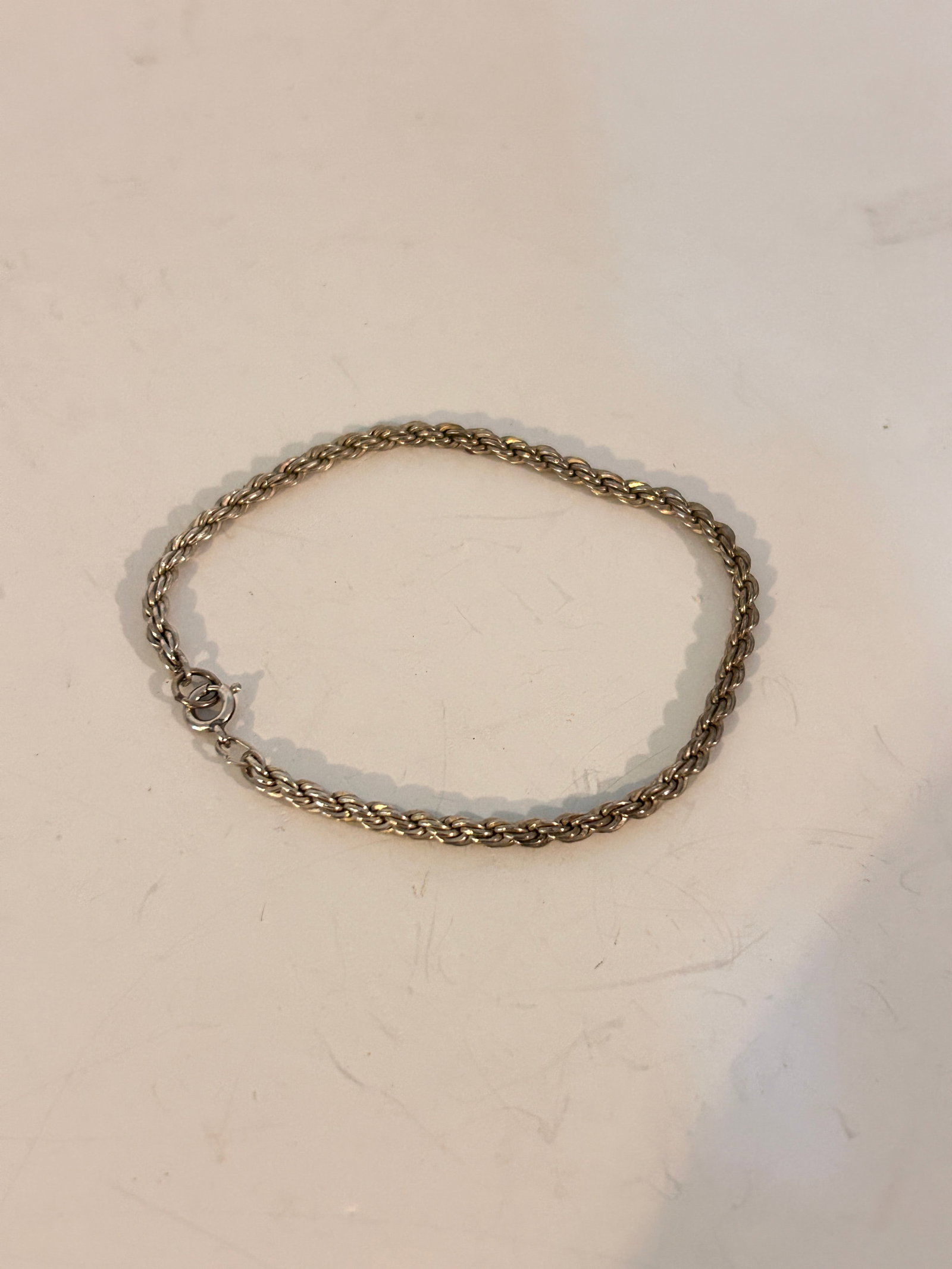Italian sterling silver rope chain bracelet 7": Italian sterling silver rope chain bracelet 7" Please view all photos as they are part of the description and condition of this Item, Feel free to contact me with questions or picture requests! Used I