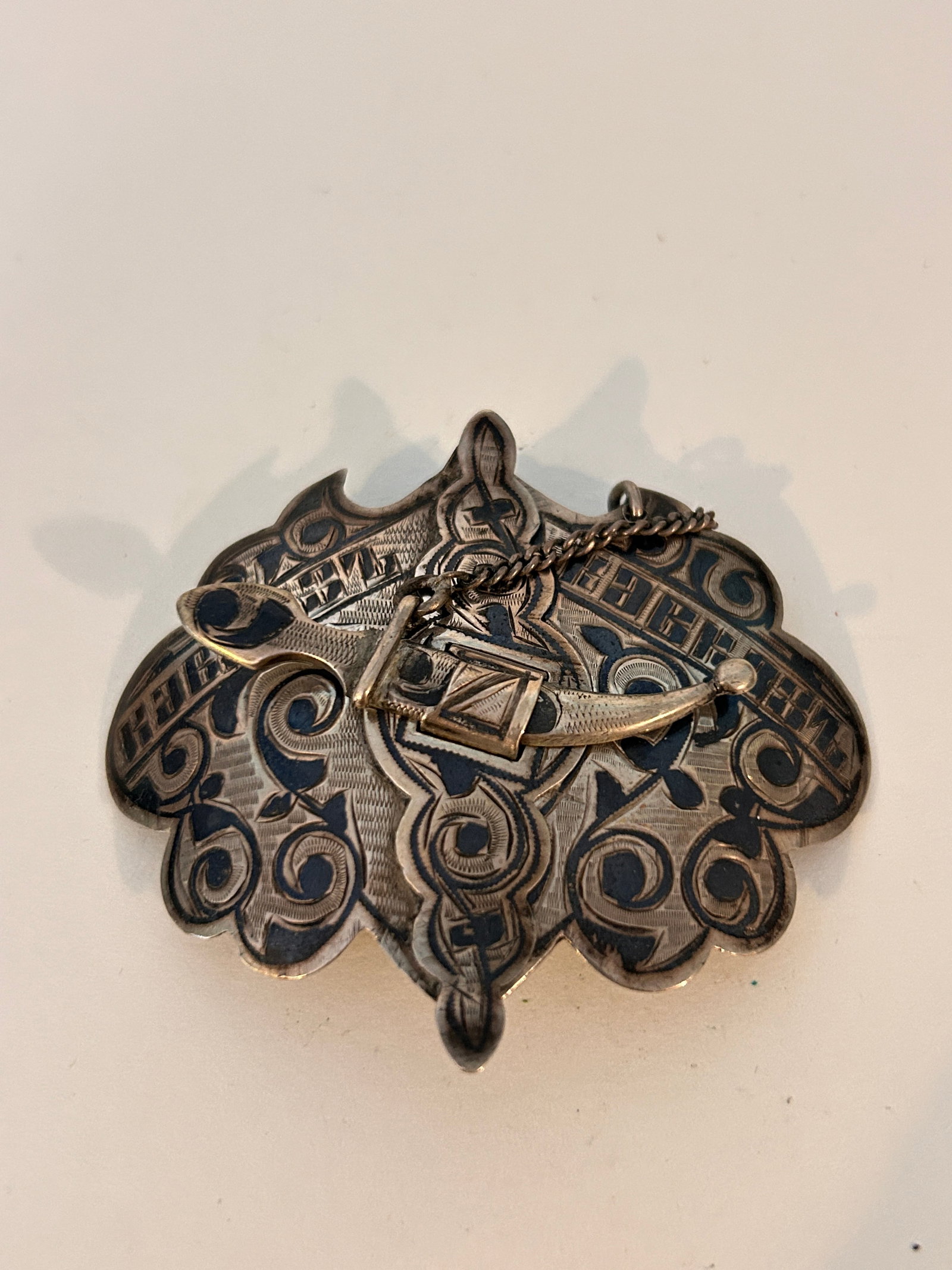 Sterling Silver Russian Antique Belt Buckle Antique 19th Century Niello (1 of 6)