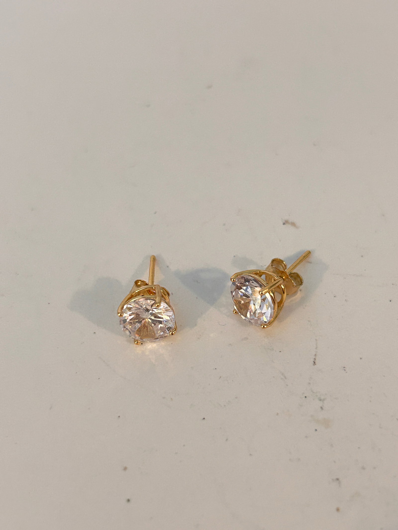 Sterling Silver Gold Vermeil Clear CZ Stud Earrings: Sterling Silver Gold Vermeil Clear CZ Stud Earrings Please view all photos as they are part of the description and condition of this Item, Feel free to contact me with questions or picture requests! U
