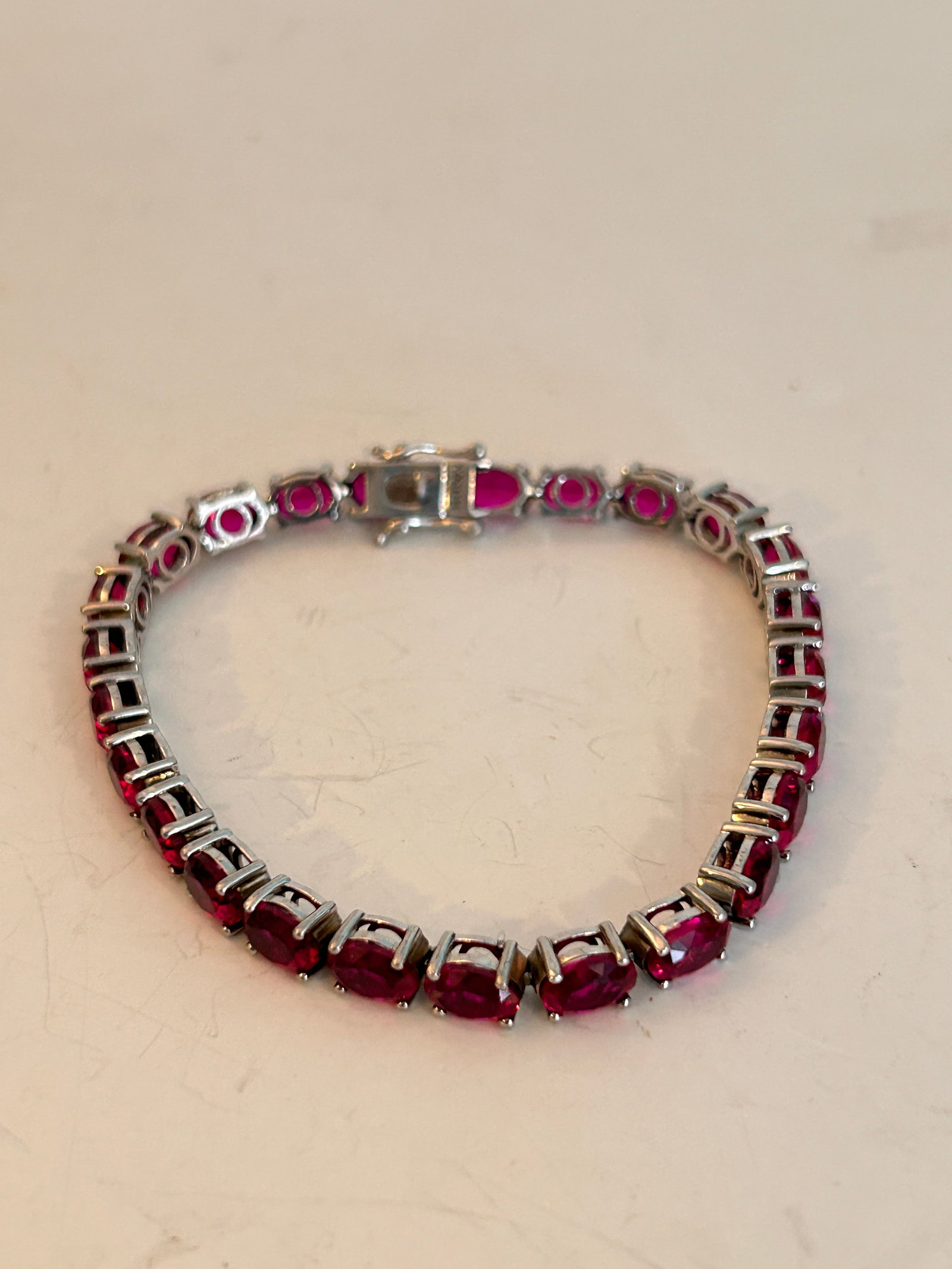 Designer BBJ Lab Sapphire Sterling Silver Tennis Bracelet 8": Designer BBJ Lab Sapphire Sterling Silver Tennis Bracelet 8" Please view all photos as they are part of the description and condition of this Item, Feel free to contact me with questions or picture re