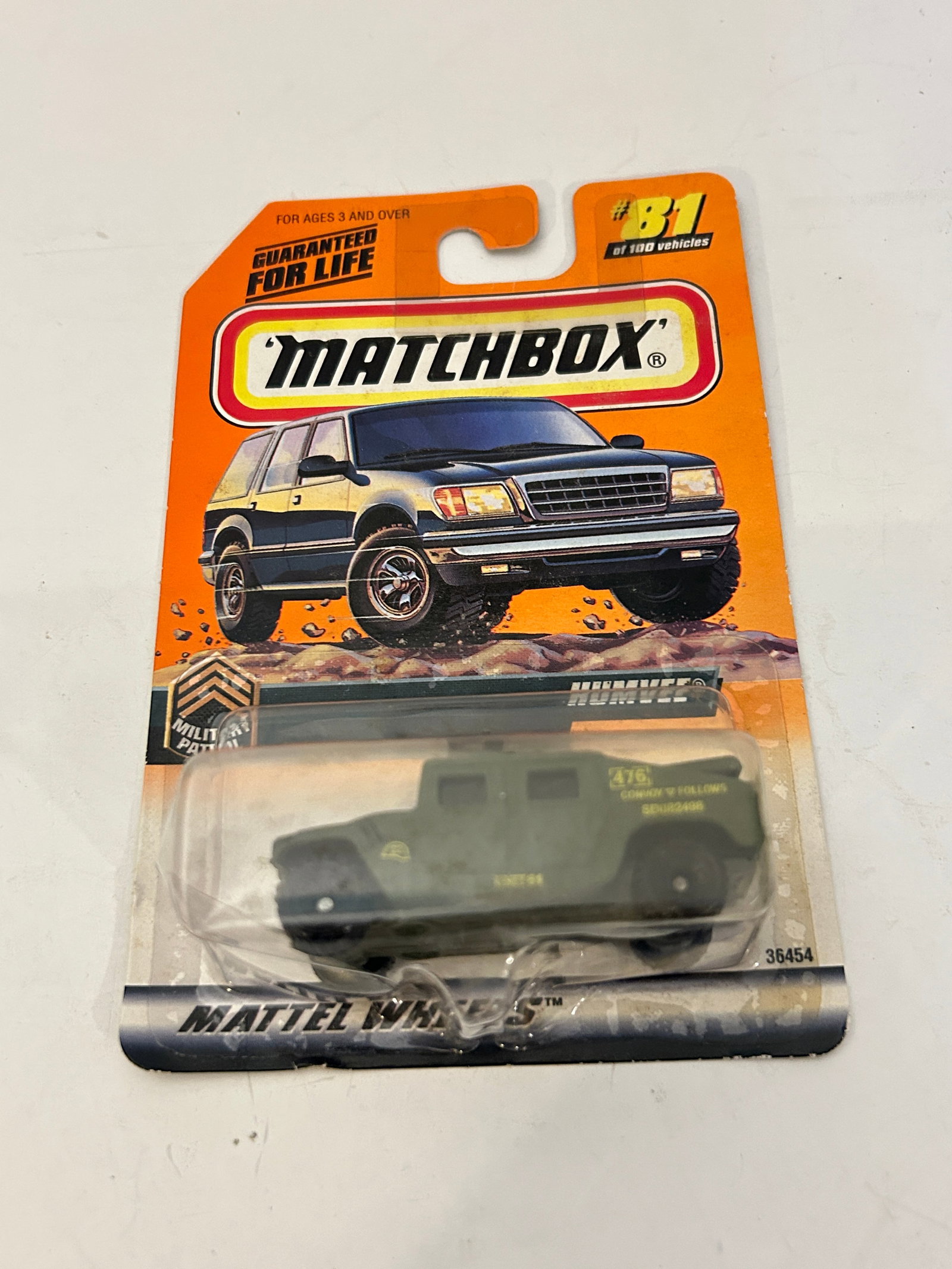 1998 Mattel Matchbox Military Patrol Humvee, numbered #81: 1998 Mattel Matchbox Military Patrol Humvee, numbered #81
