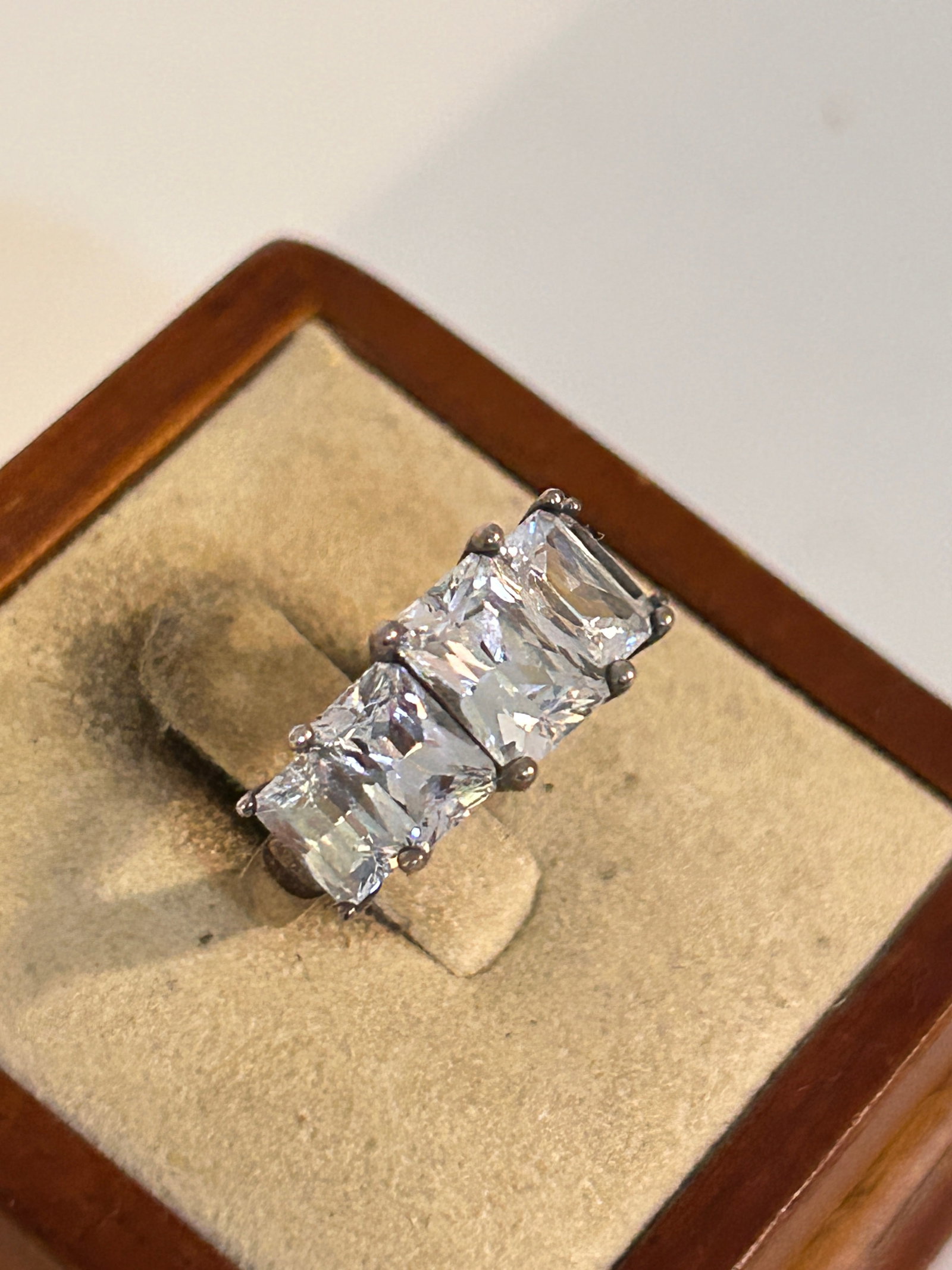 Vintage Sterling Silver 925 Diamonique DQ Art Deco Style Ring sz 6 (1 of 5)