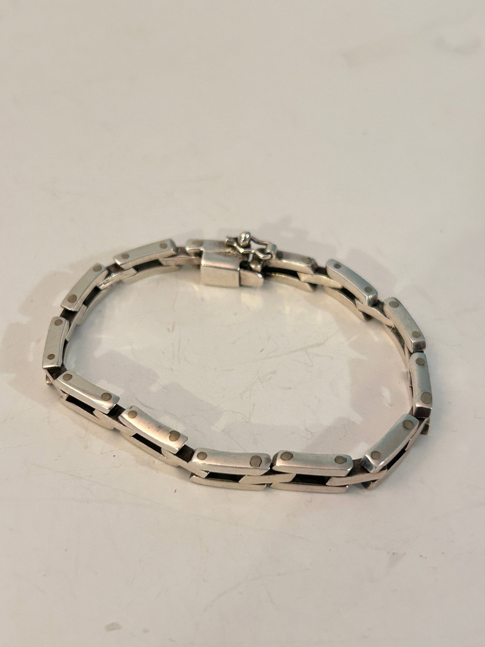 Vintage Taxco Sterling Silver Bracelet Mexico TS-80 7 3/4" Chunky 32 GRAMS (1 of 6)