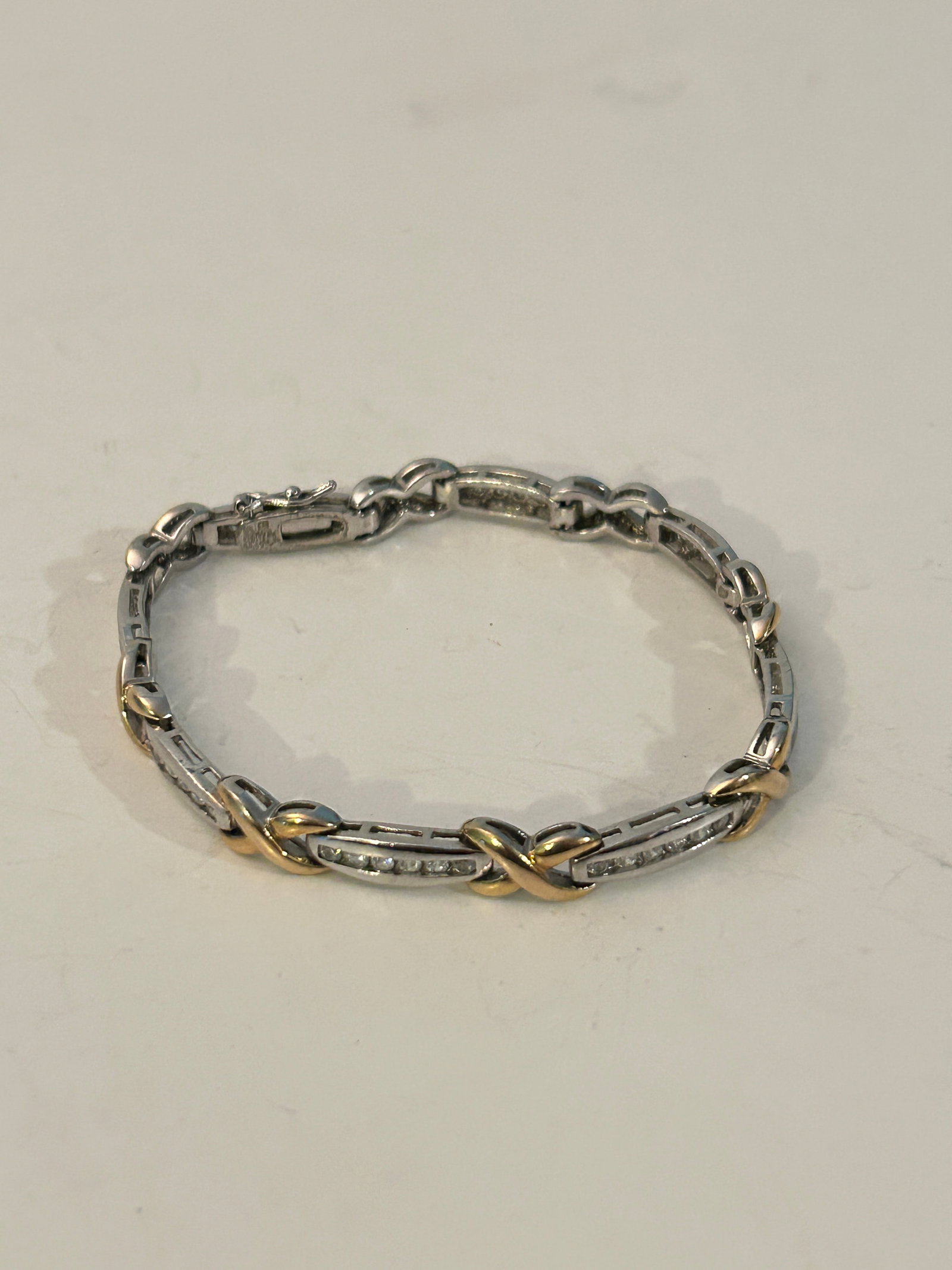 Ross Simons 18k Gold Over Sterling Silver XO Tennis Bracelet 8" 17 GRAMS (1 of 5)