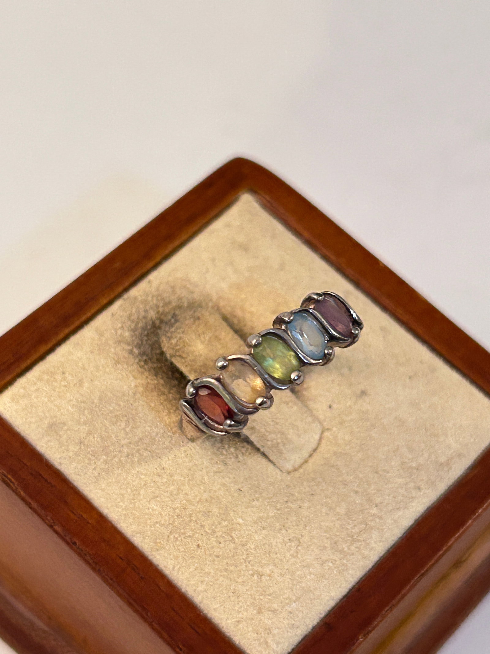 Vintage Sterling Silver Multi Color Ring Sz 8 (1 of 5)