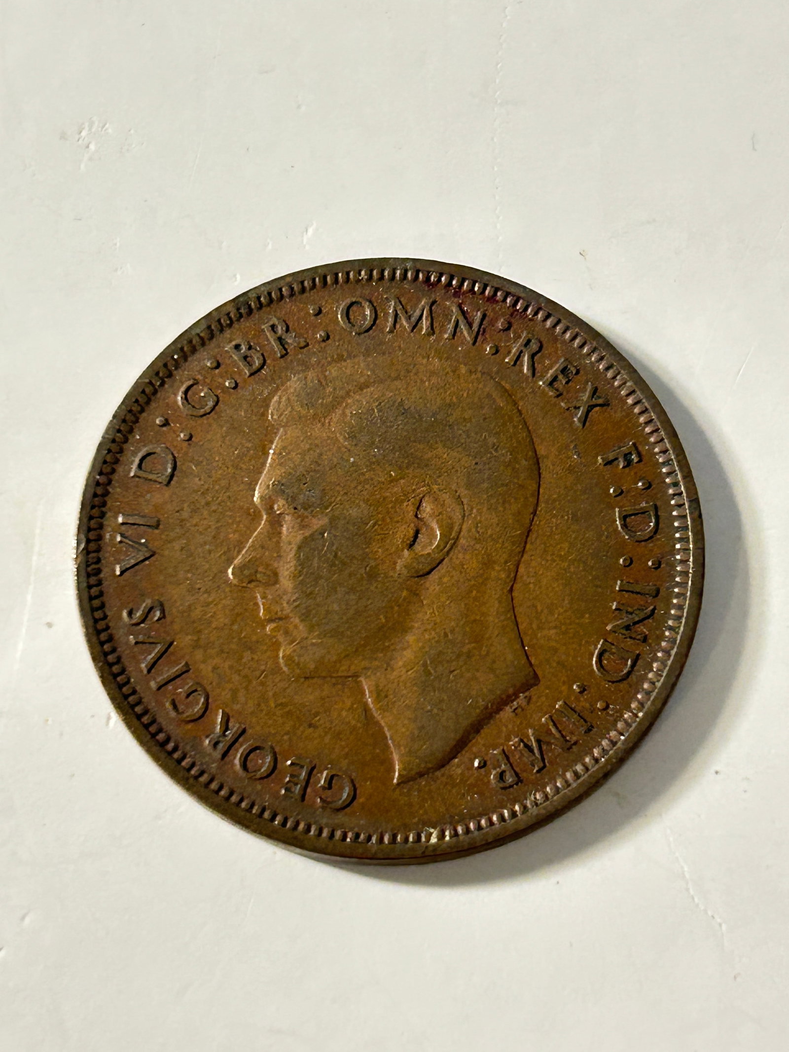 1967 UK United Kingdom 1 One Penny Coin - King George VI - Britannia - Bronze (1 of 2)