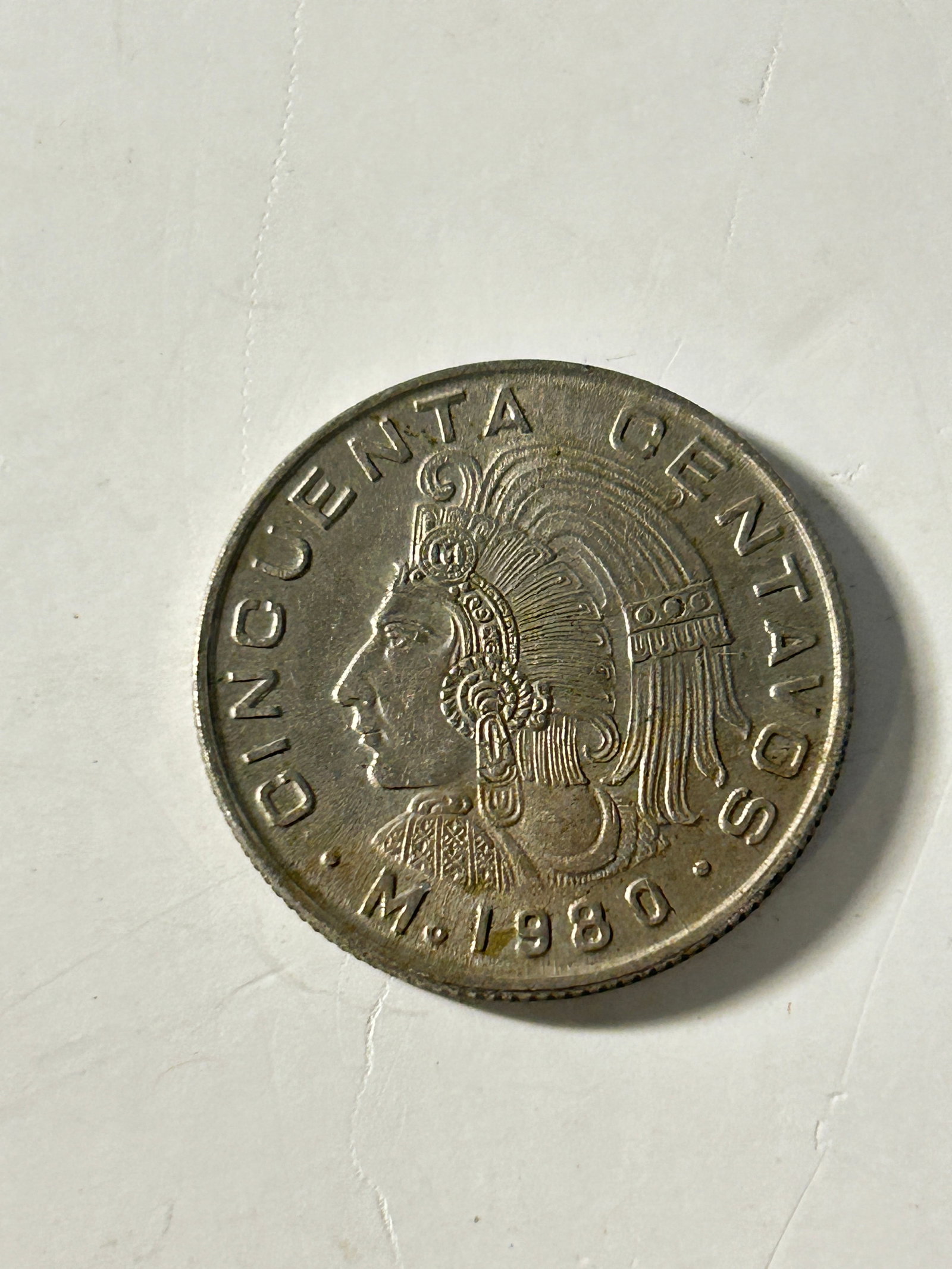 Vintage 1980 Mexico 50 Centavos Old Coin (1 of 2)