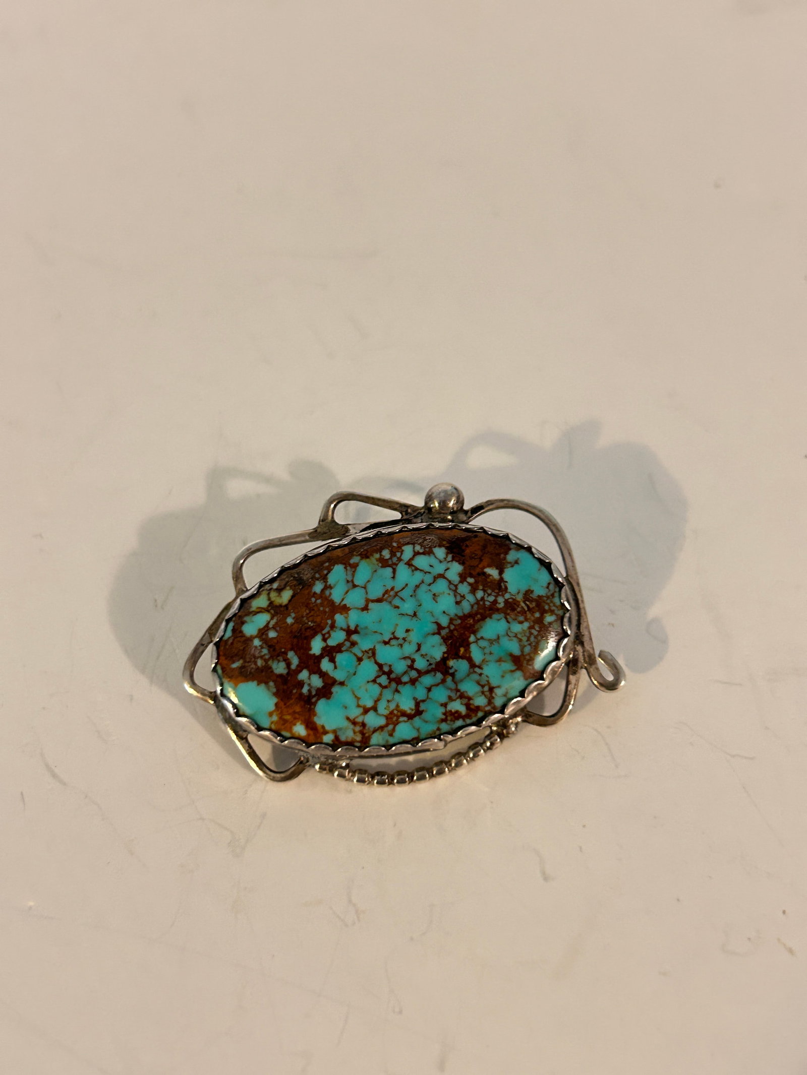 Vintage Turquoise & Sterling Silver Brooch Native: Vintage Turquoise & Sterling Silver Brooch Native Please view all photos as they are part of the description and condition of this Item, Feel free to contact me with questions or picture requests! Use