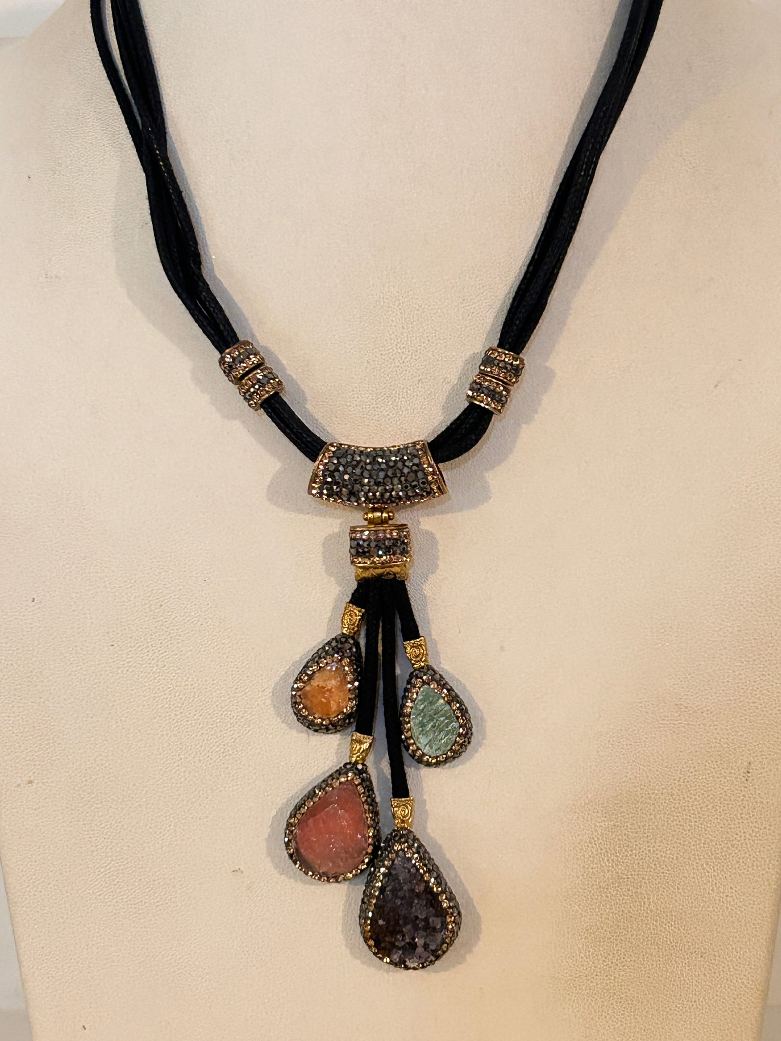 Vintage Sterling Silver Long Turkish Tribal Artisan Necklace 17" (1 of 5)