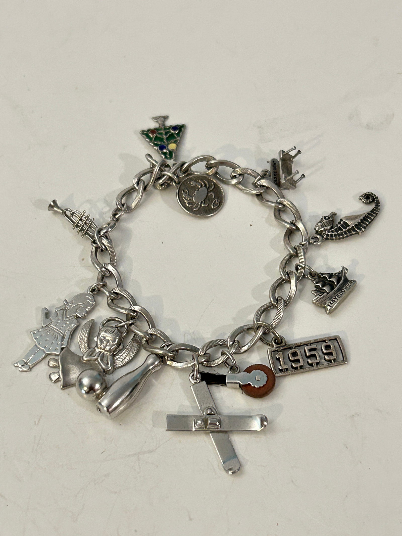 Vintage Sterling Silver12 Charm Bracelet 7" (1 of 4)
