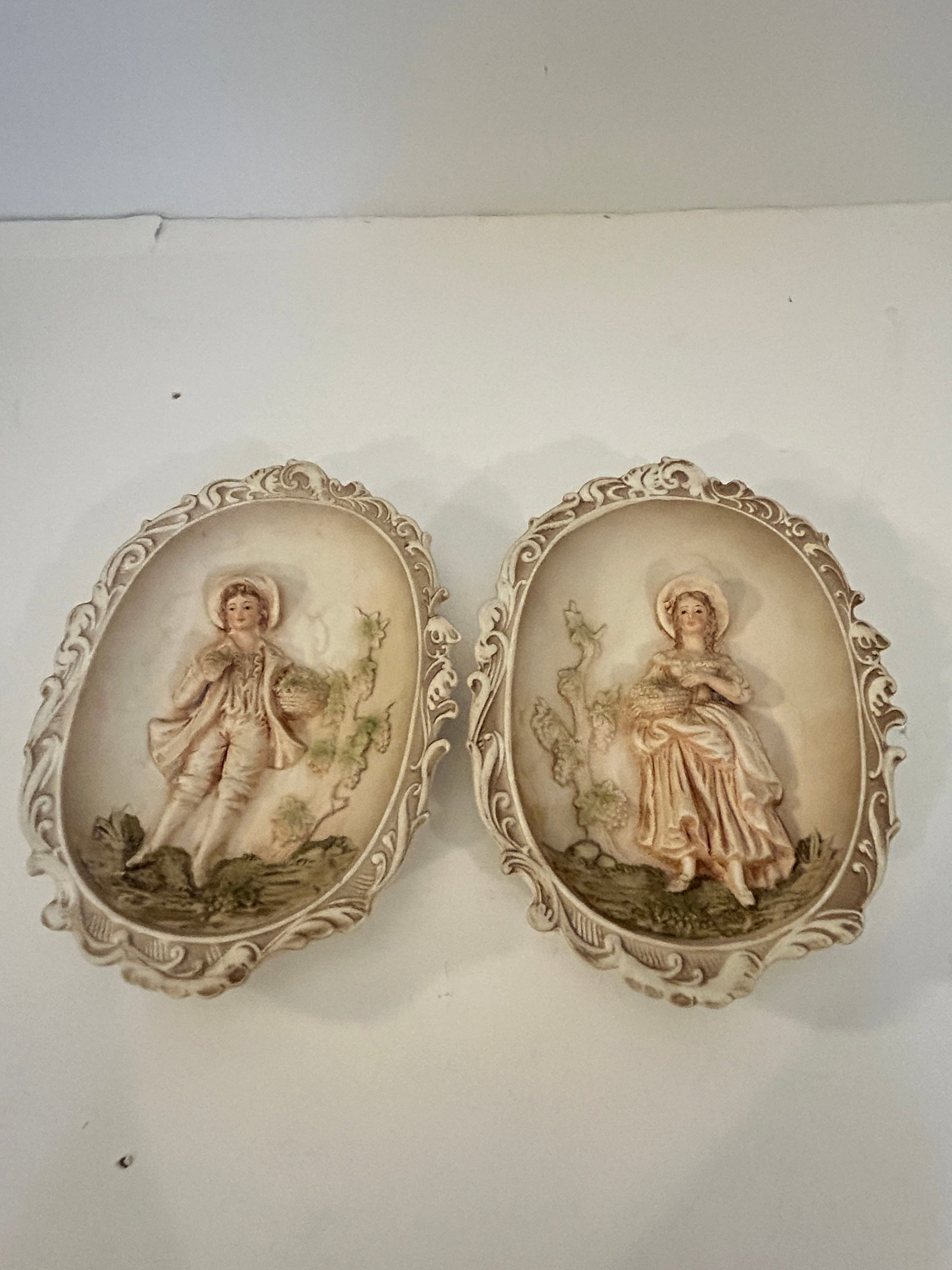 Pair Lefton Porcelain Plaques Classical Figures (1 of 2)