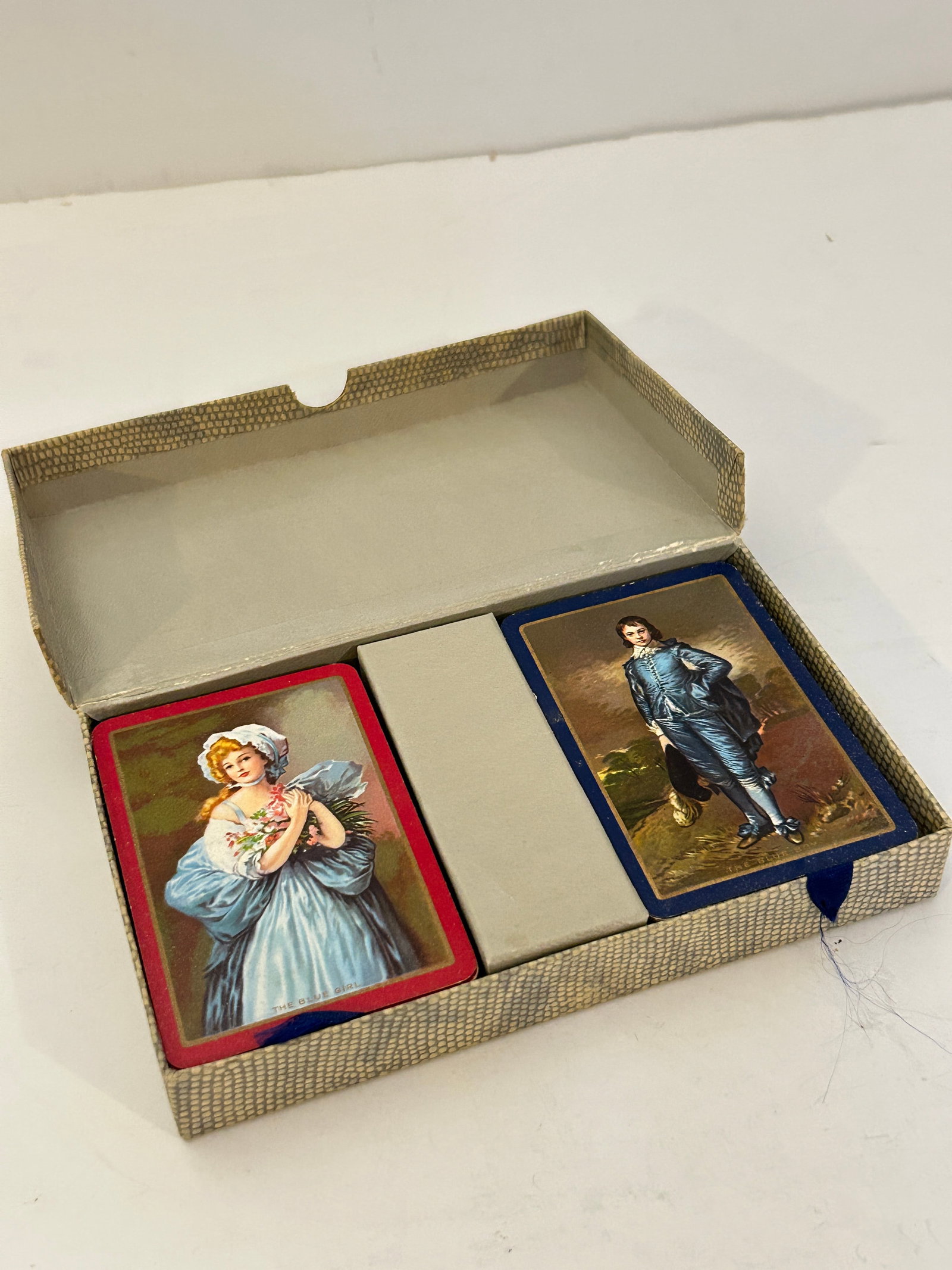 Antique De La Rue & Co Playing Cards Double Deck Paintings Blue Boy Pink Girl (1 of 5)