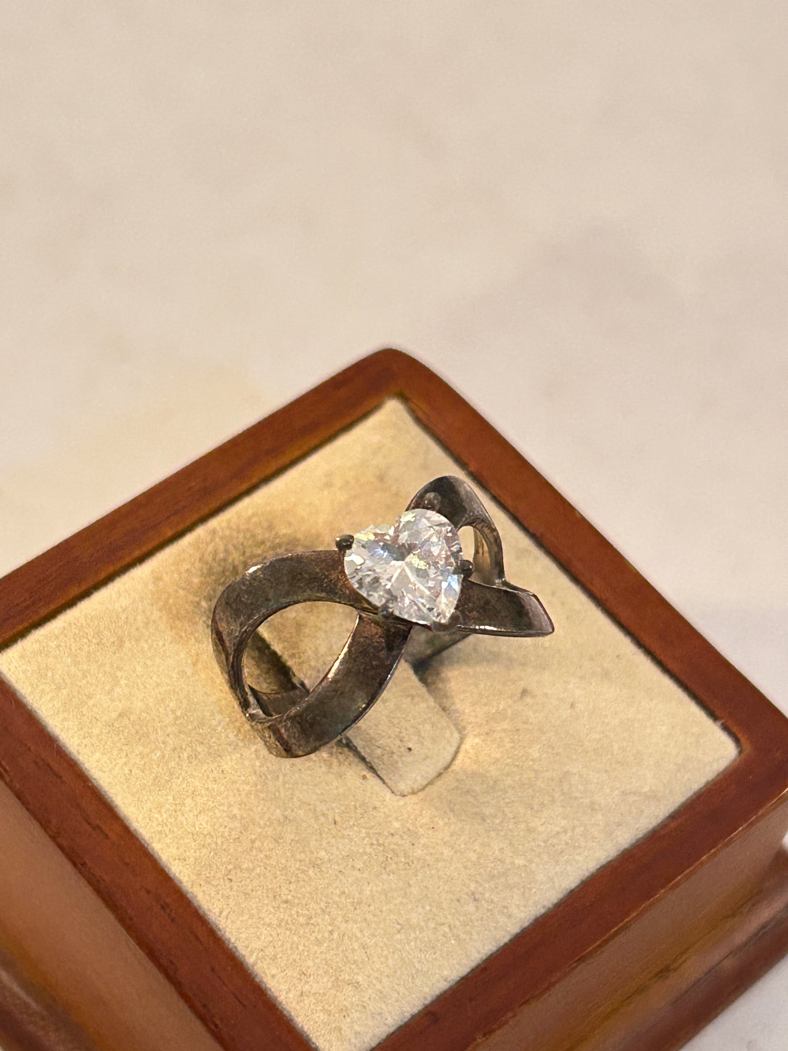 Sterling Silver Diamonique DQ CZ Heart Ring Sz 10