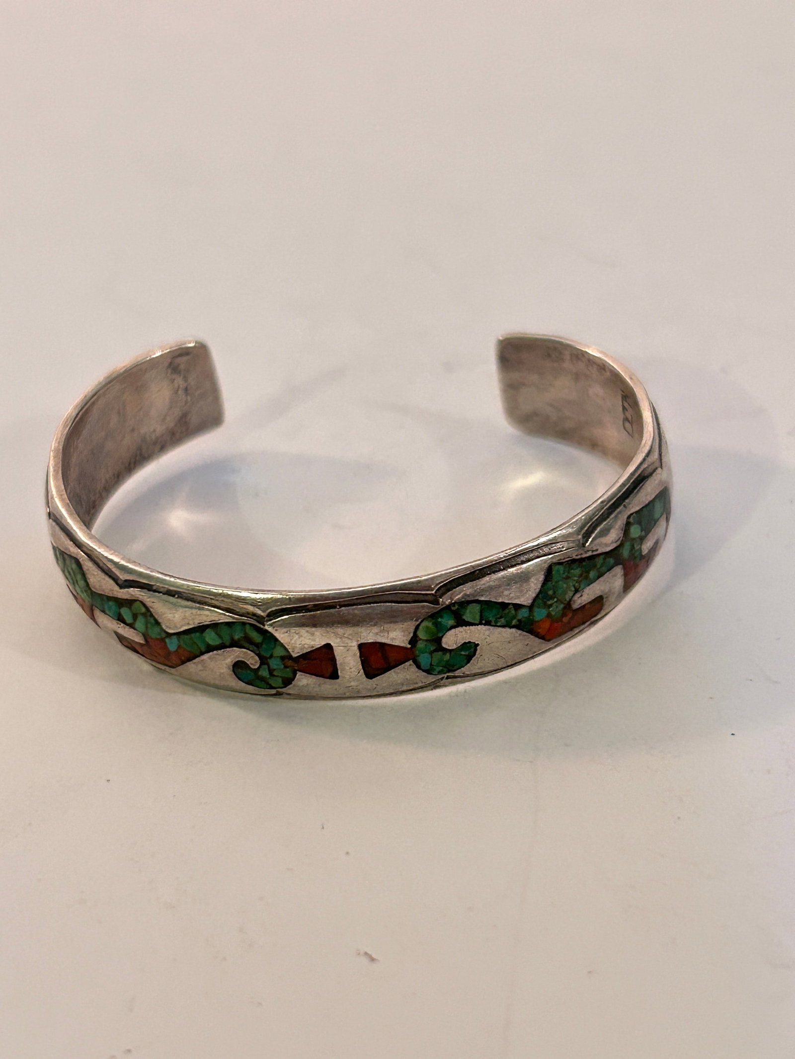 Vintage Navajo Delvin J. Nelson Sterling Turquoise Coral Cuff Bracelet 7" 22 grams: Vintage Navajo Delvin J. Nelson Sterling Turquoise Coral Cuff Bracelet 7" 22 grams Please view all photos as they are part of the description and condition of this Item, Feel free to contact me with q