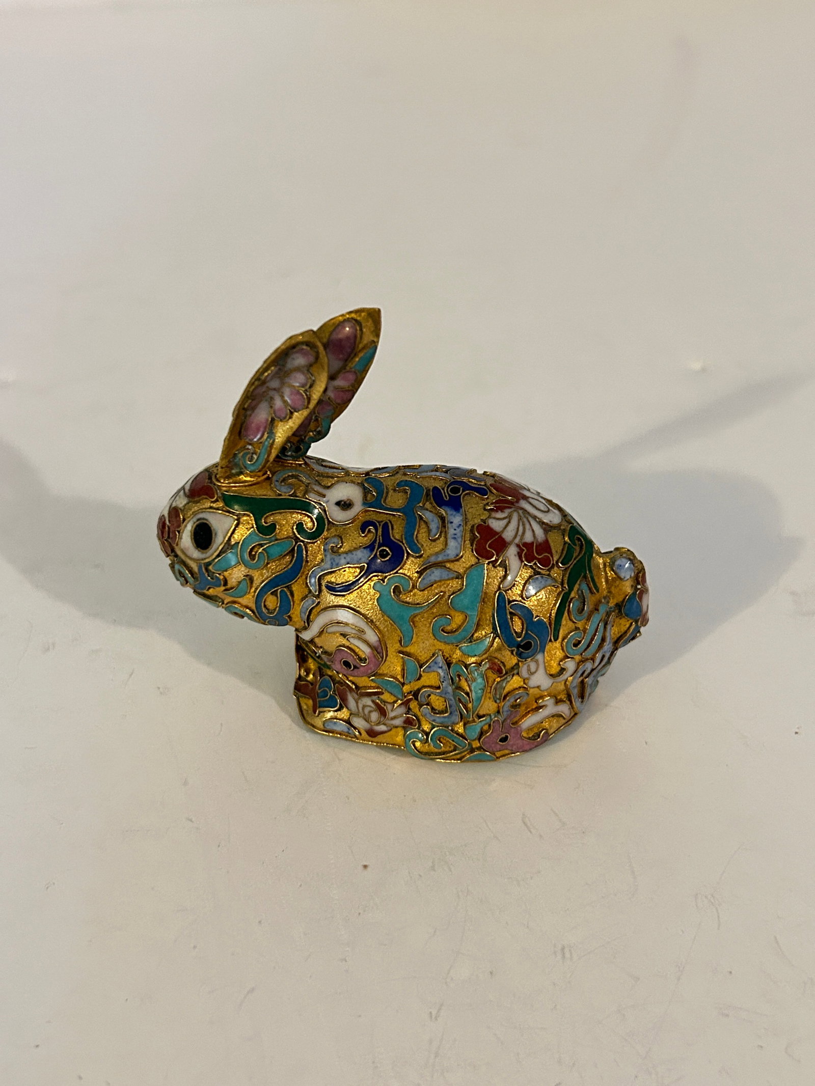 Vintage Chinese Cloisonne Enamel Bunny Rabbit Figurine 3 1/4" (1 of 4)