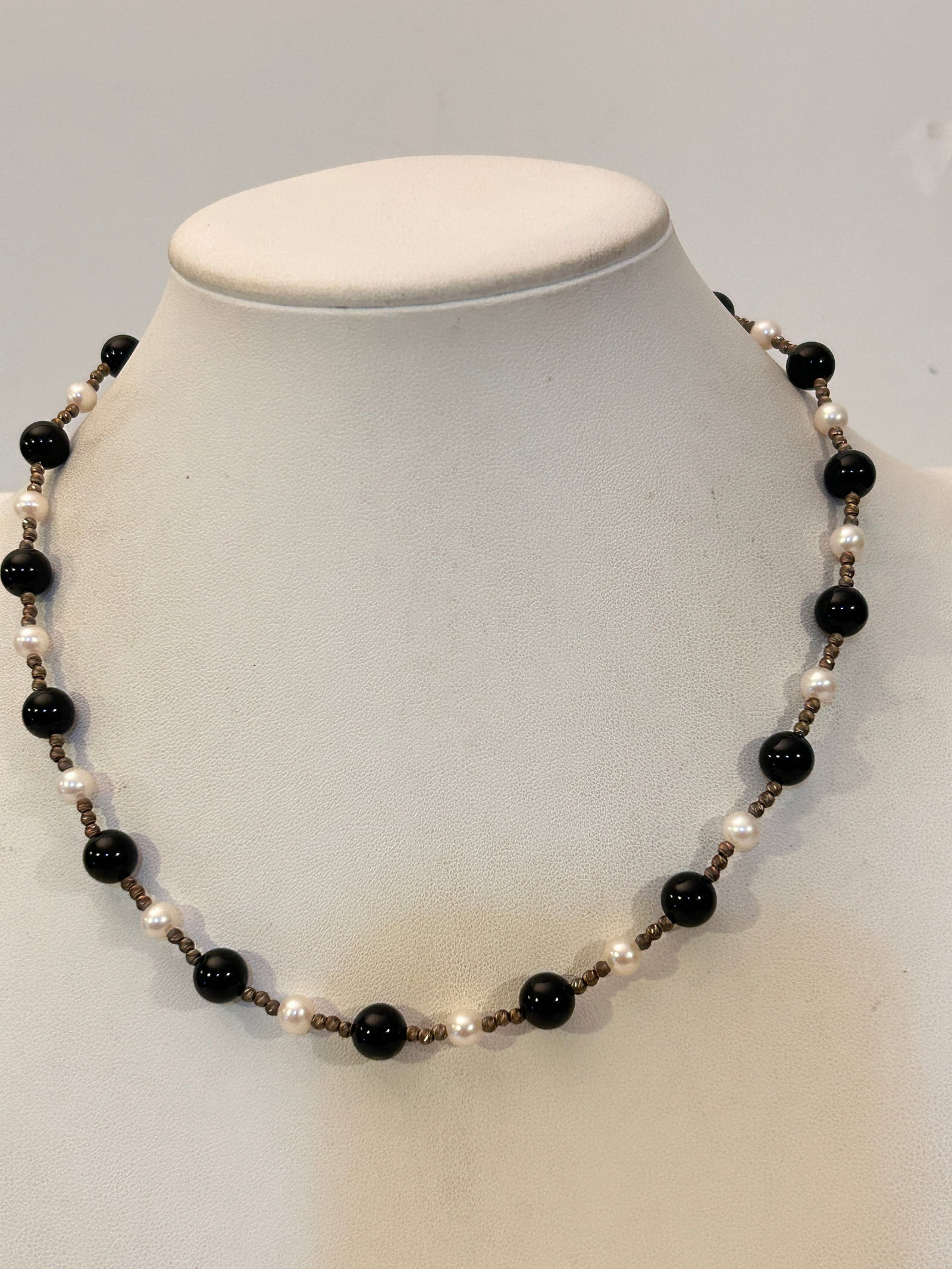 Vintage Sterling Silver FWCP Bead Necklace 17"