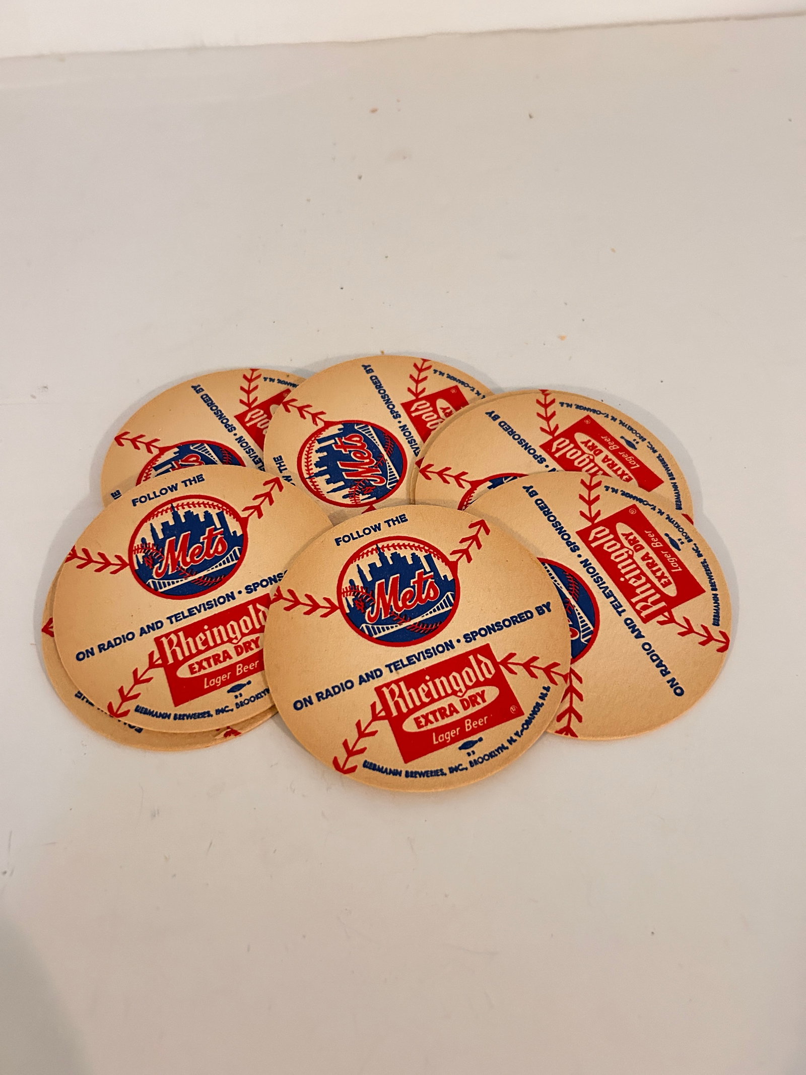 Vintage Lot of 10 Mets Beer Coasters