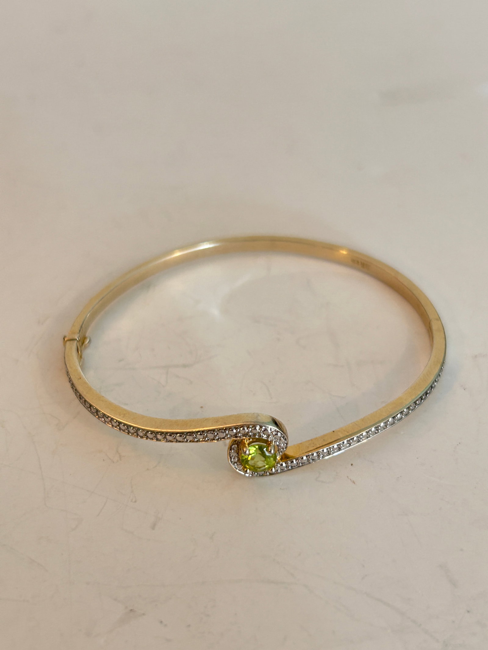 Savvy Cie Radiant Lab-Created Gemstone Bangle hinged 7"