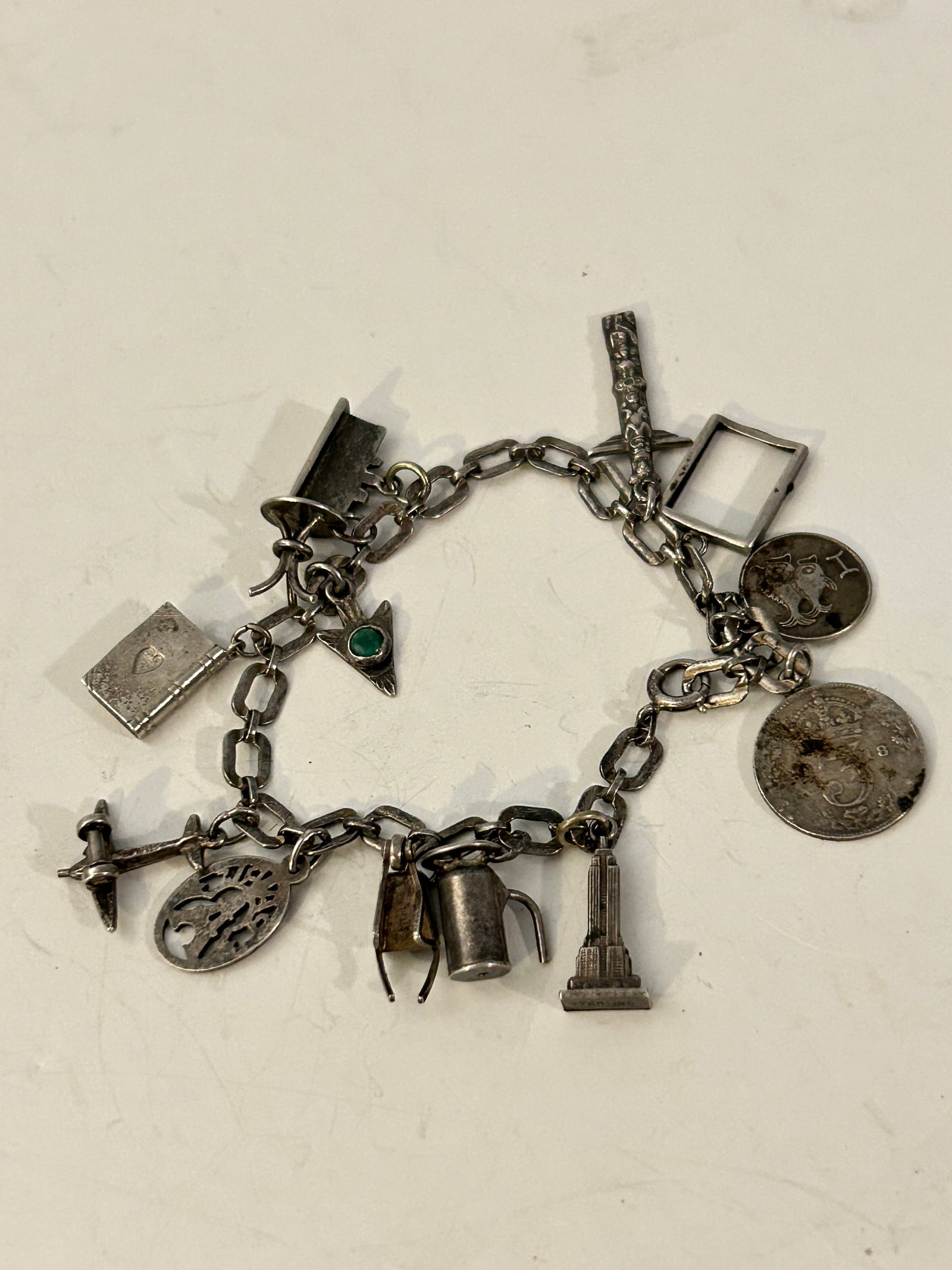 Vintage Sterling Silver 13 Charm Bracelet 7" (1 of 4)