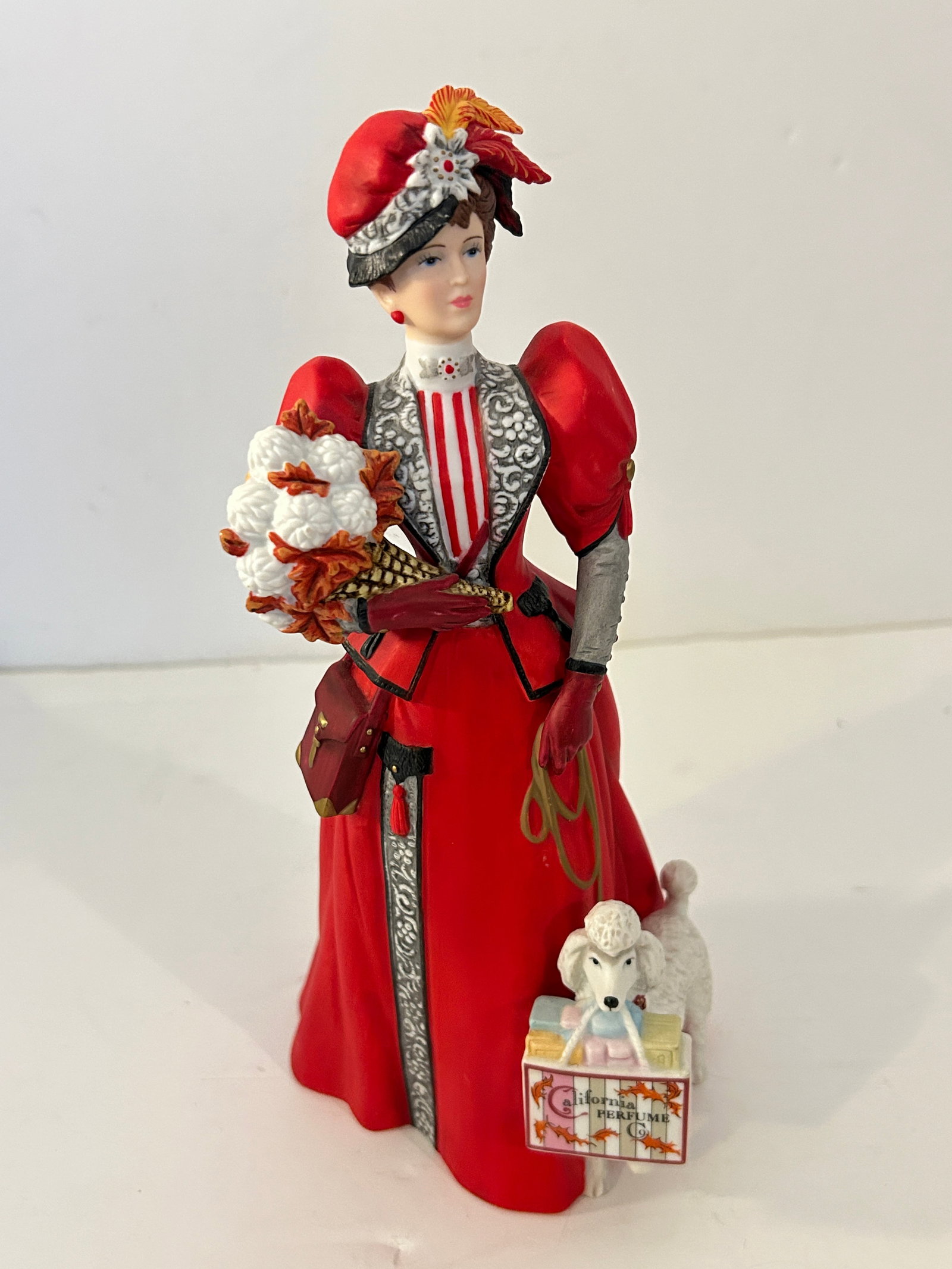 1997 Mrs. Albee Award Avon Porcelain Figure Full Size in Red with White Poodle (1 of 5)